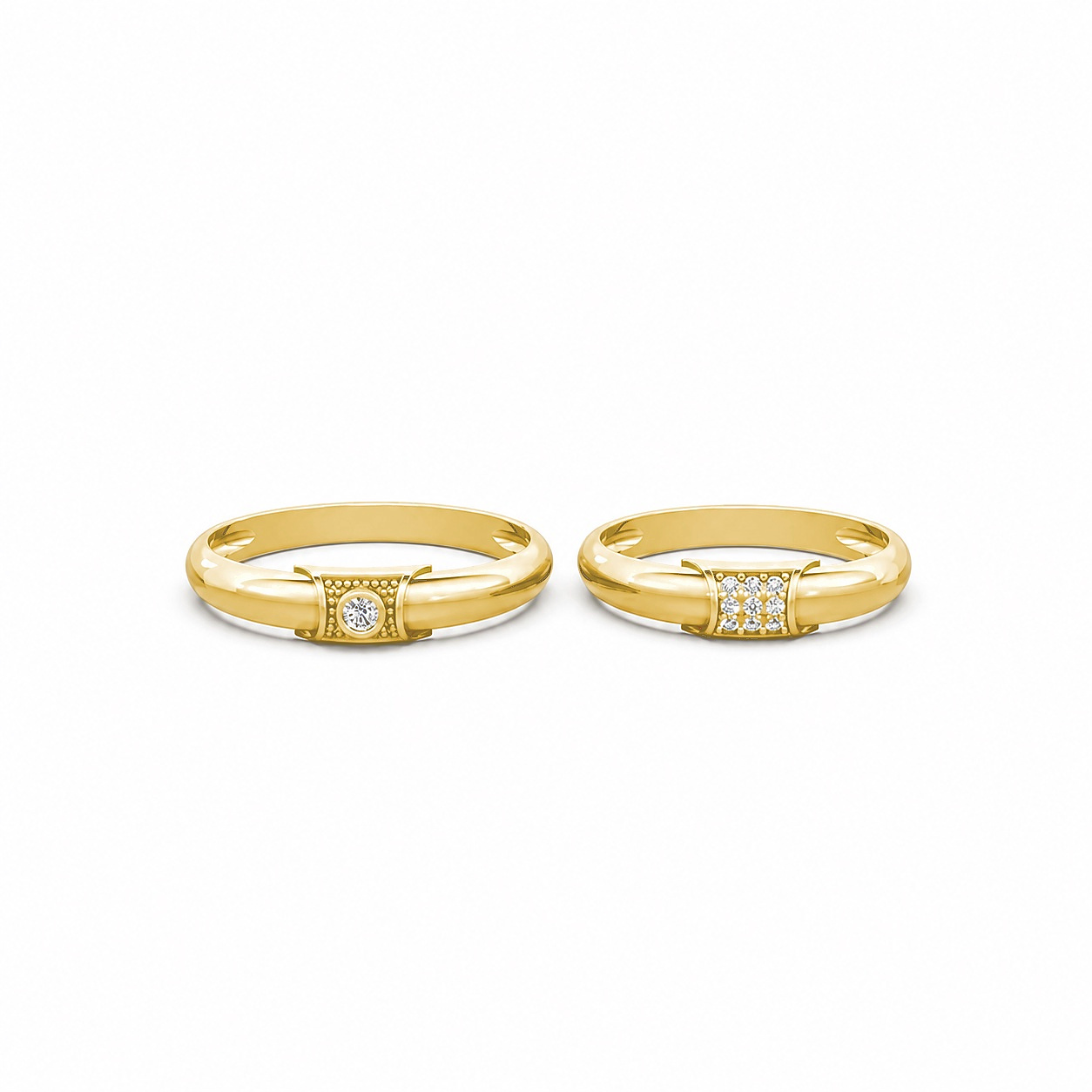 Nhẫn cưới A135 màu Vàng Gold thiết kế tinh xảo, độc đáo