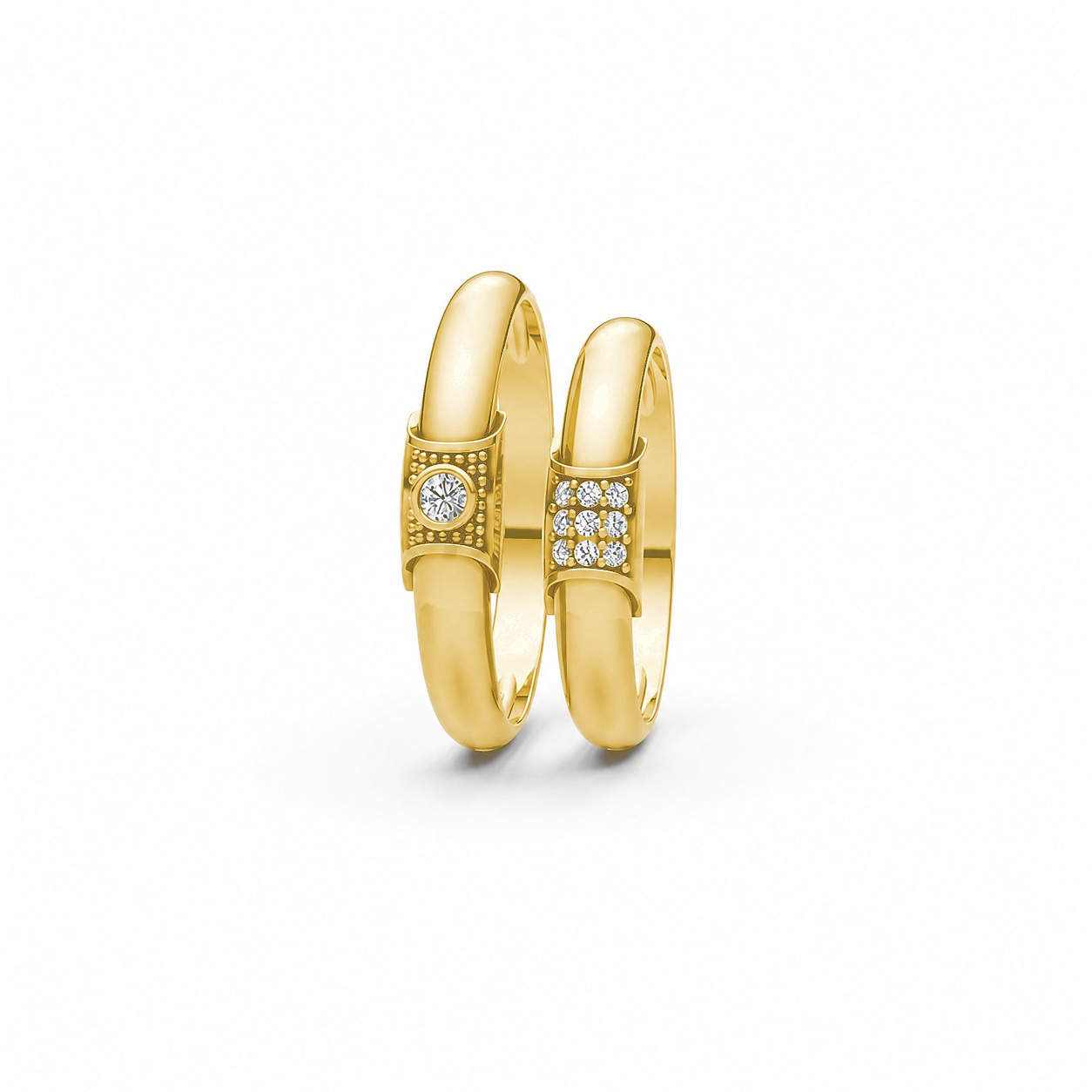 Nhẫn cưới A135 màu Vàng Gold vàng 10K/14K/18K/607 cao cấp, thanh lịch