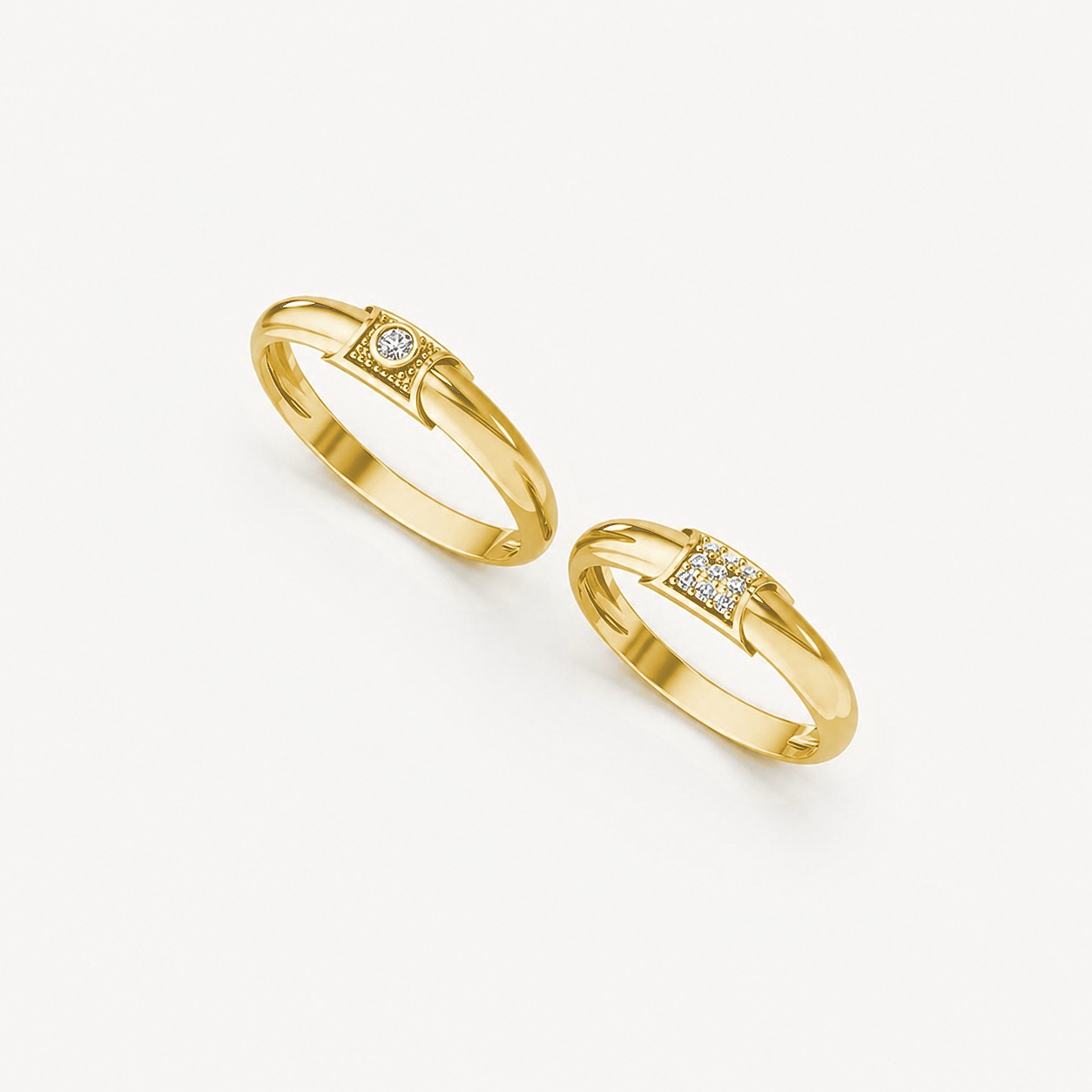 Nhẫn cưới A135 màu Vàng Gold thiết kế phá cách, sang trọng