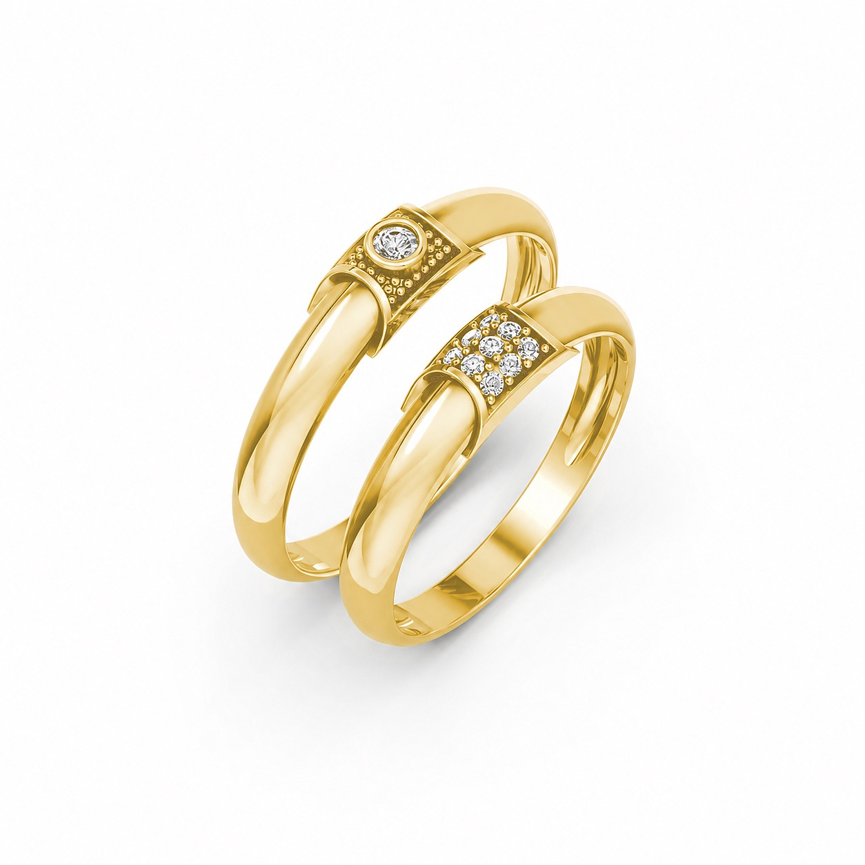 Nhẫn cưới A135 màu Vàng Gold thiết kế tinh tế, sang trọng