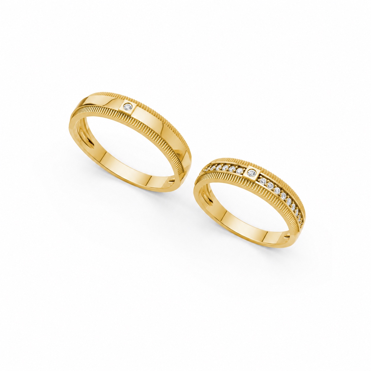 Nhẫn cưới A136 màu Vàng Gold thiết kế phá cách, sang trọng