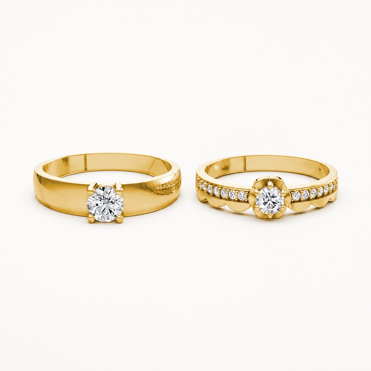 Nhẫn cưới A142 màu Vàng Gold thiết kế tinh xảo, độc đáo