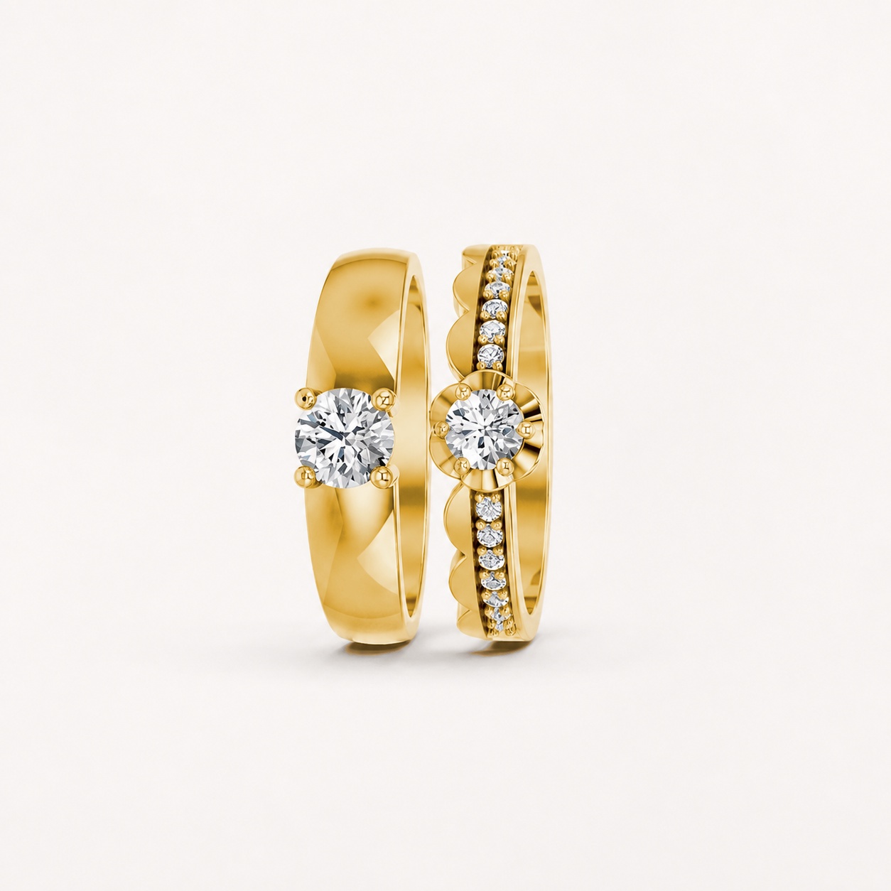 Nhẫn cưới A142 màu Vàng Gold thiết kế phá cách, sang trọng