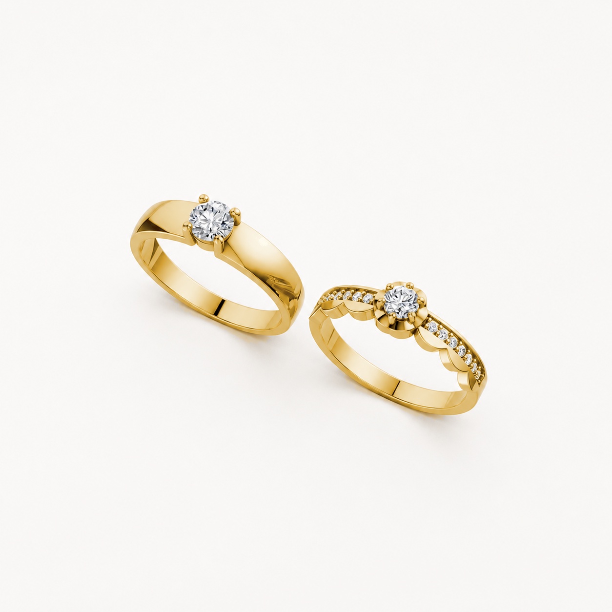 Nhẫn cưới A142 màu Vàng Gold vàng 10K/14K/18K/607 cao cấp, thanh lịch
