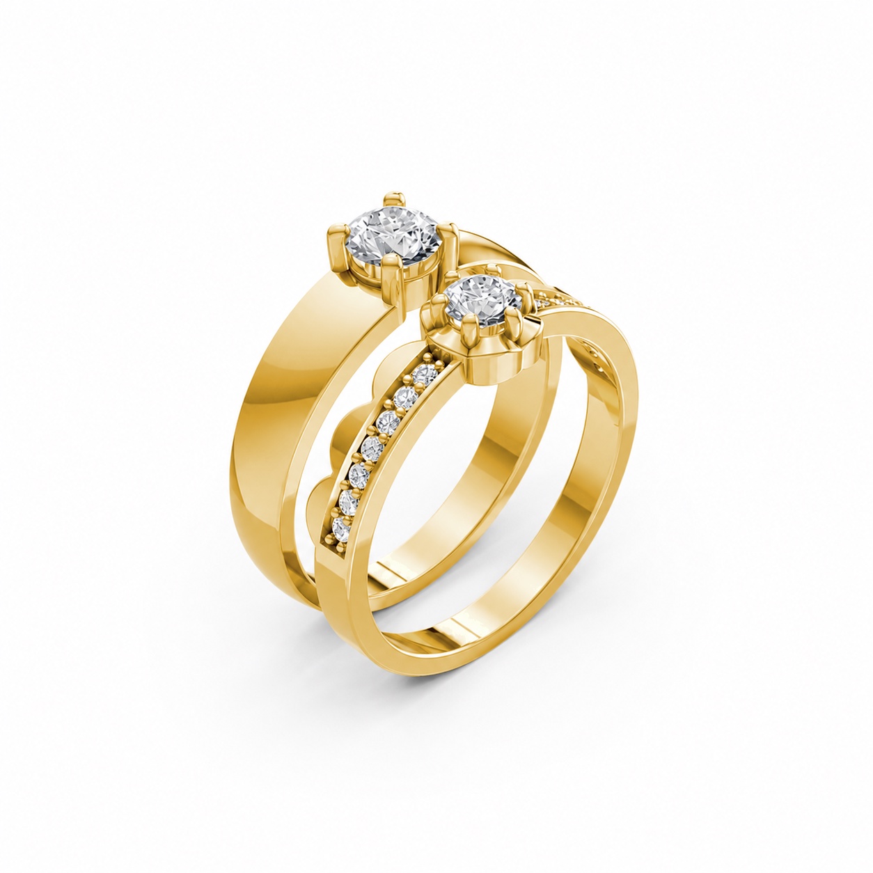 Nhẫn cưới A142 màu Vàng Gold thiết kế tinh tế, sang trọng