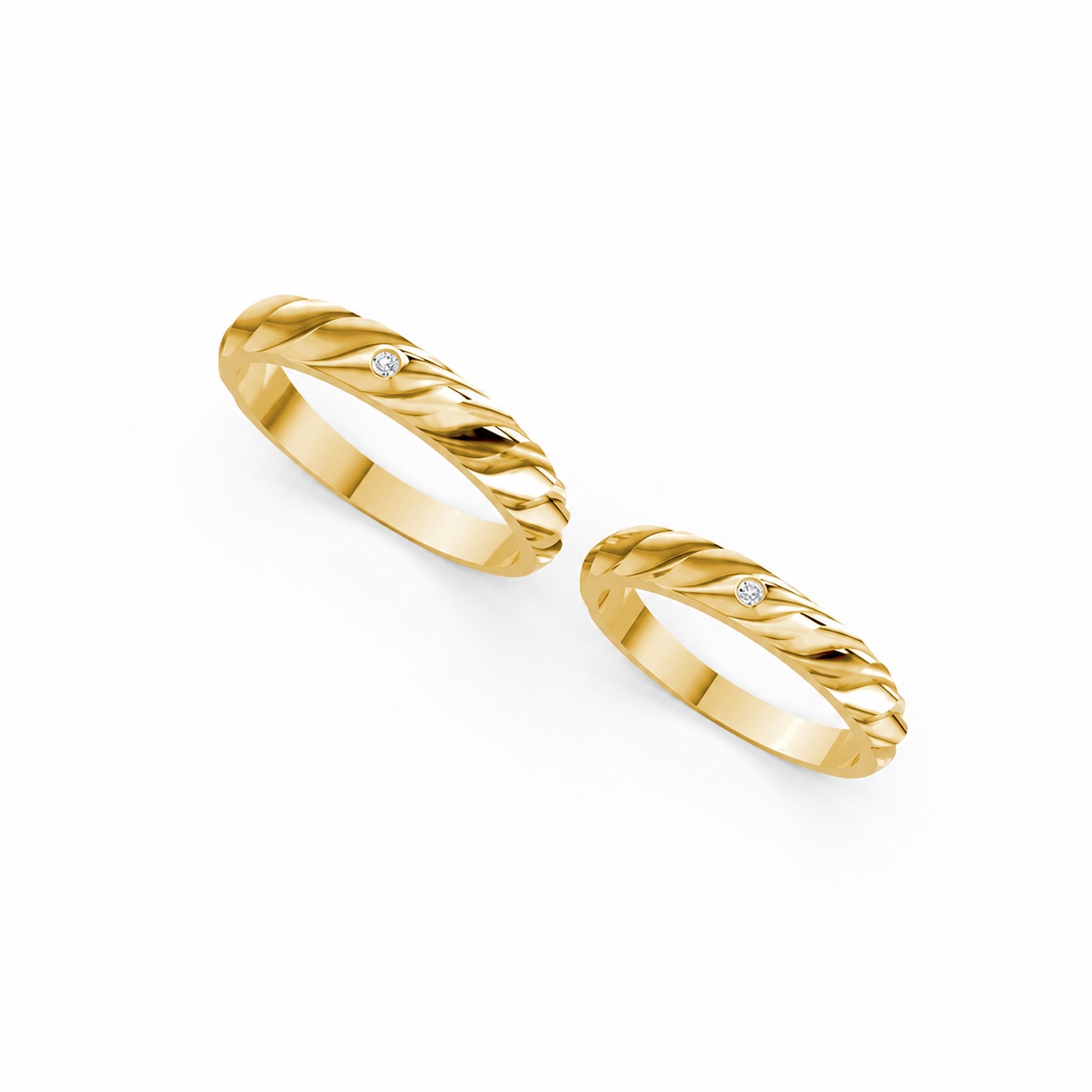 Nhẫn cưới A146 màu Vàng Gold thiết kế phá cách, sang trọng