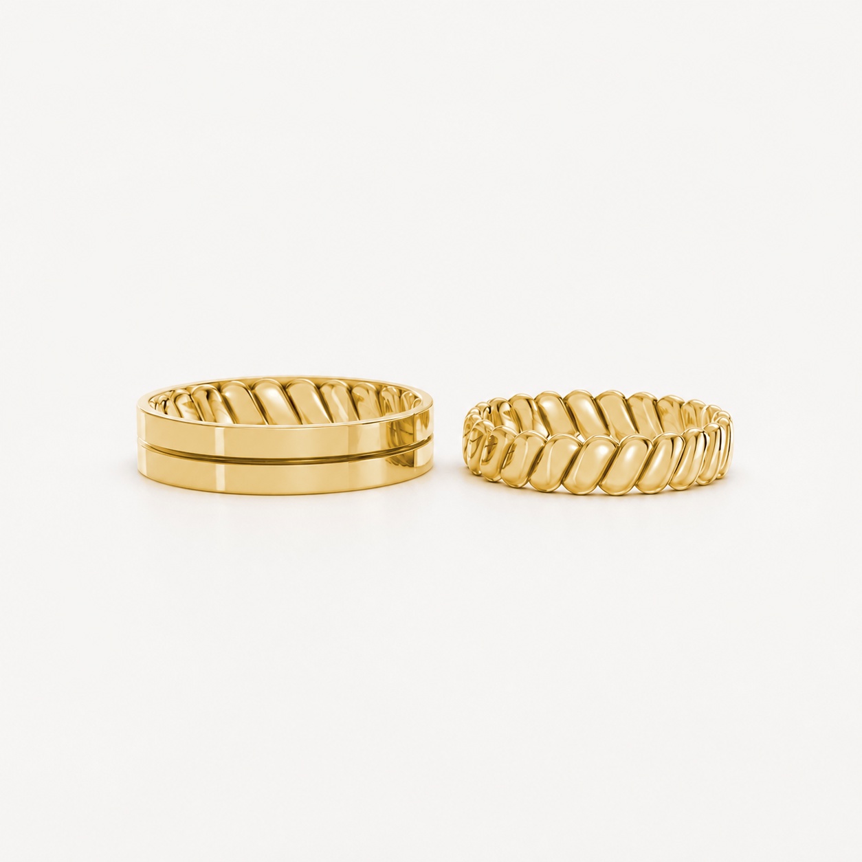 Nhẫn cưới A156 màu Vàng Gold thiết kế phá cách, sang trọng