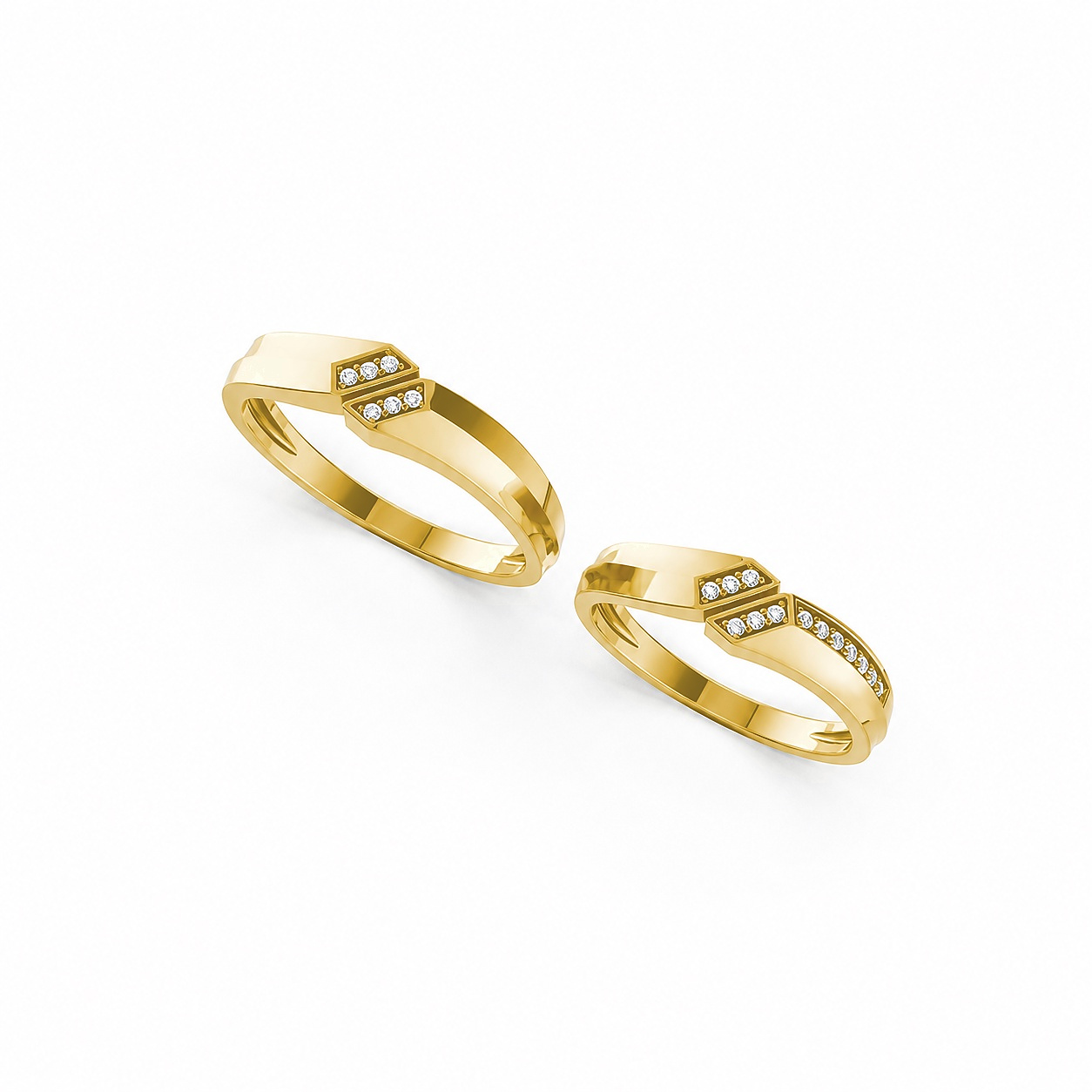 Nhẫn cưới A158 màu Vàng Gold thiết kế phá cách, sang trọng