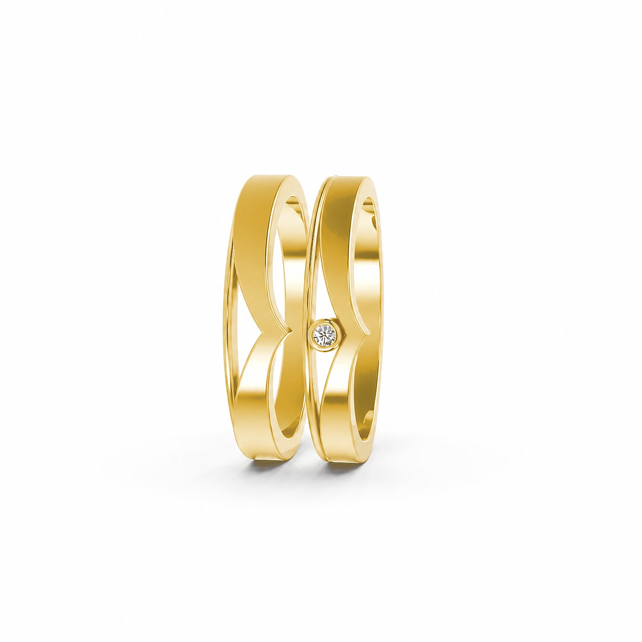 Nhẫn cưới A165 màu Vàng Gold thiết kế phá cách, sang trọng