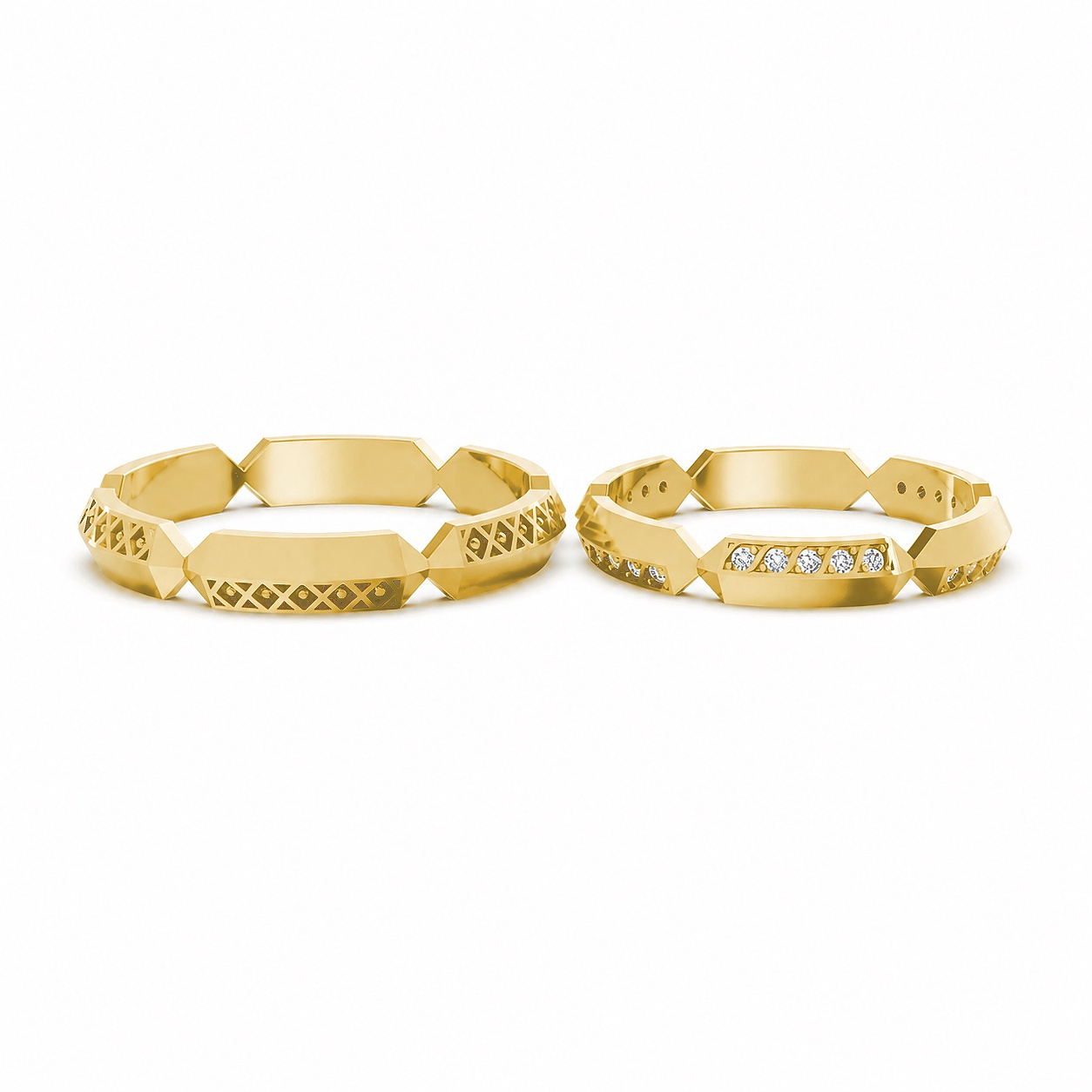 Nhẫn cưới A166 màu Vàng Gold thiết kế tinh xảo, độc đáo