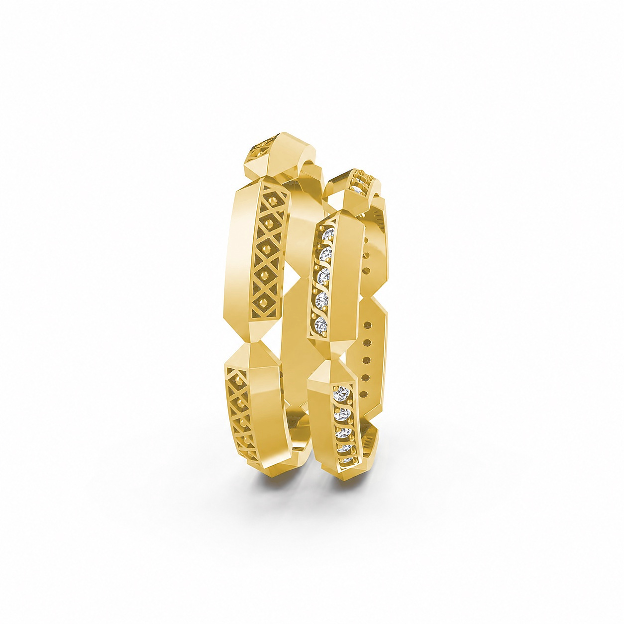 Nhẫn cưới A166 màu Vàng Gold thiết kế phá cách, sang trọng