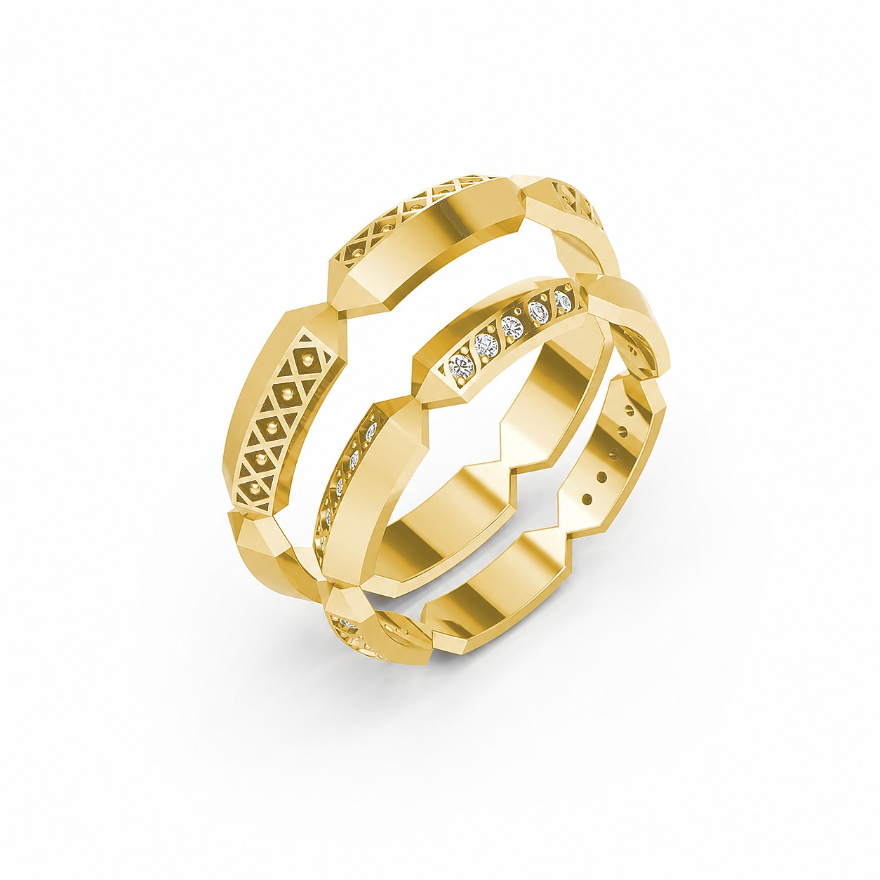 Nhẫn cưới A166 màu Vàng Gold thiết kế tinh tế, sang trọng