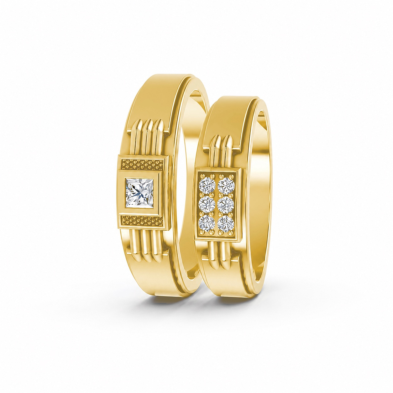 Nhẫn cưới A168 màu Vàng Gold thiết kế phá cách, sang trọng