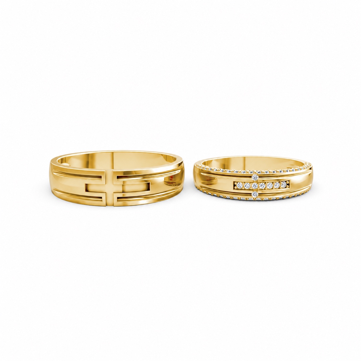 Nhẫn cưới A174 màu Vàng Gold thiết kế tinh xảo, độc đáo