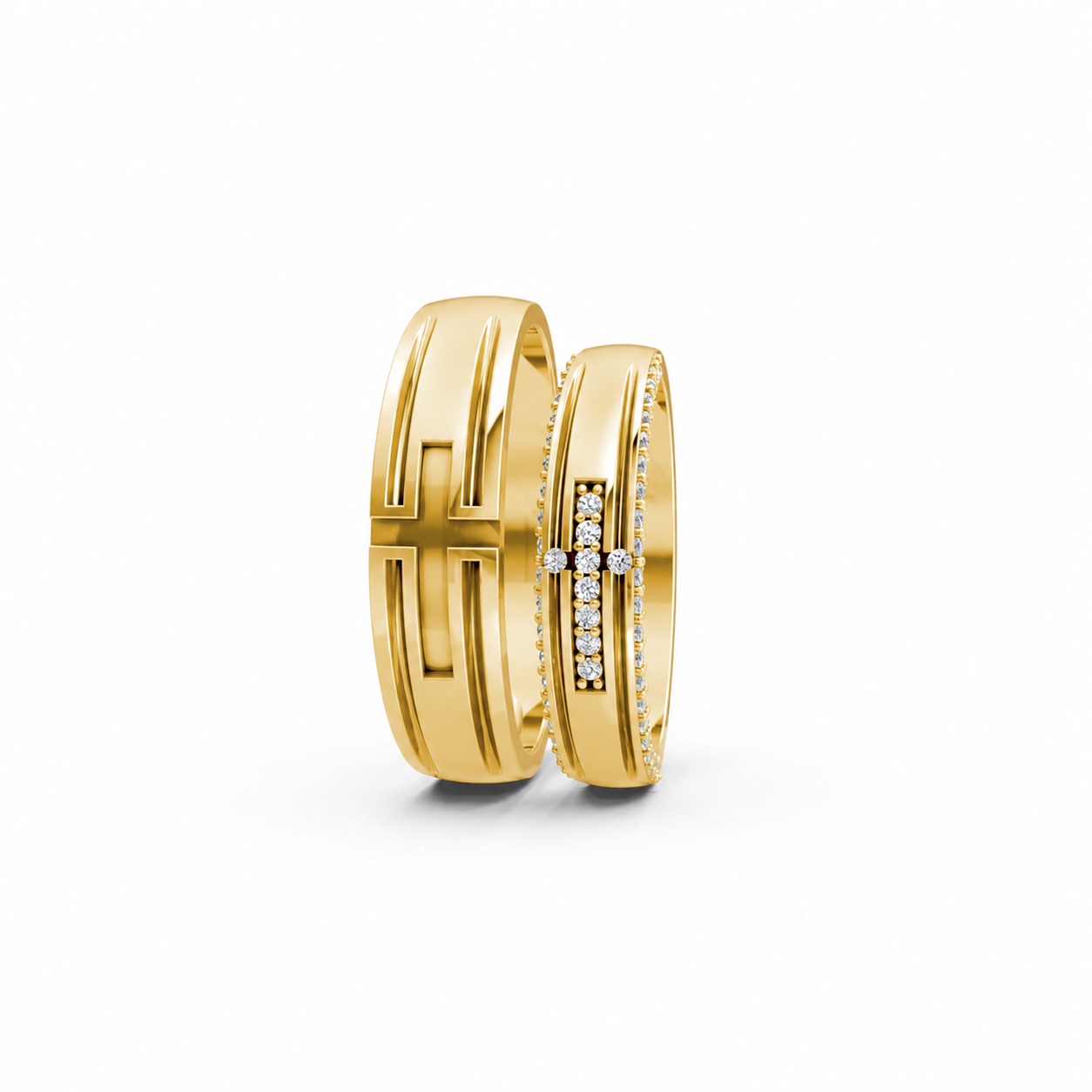Nhẫn cưới A174 màu Vàng Gold vàng 10K/14K/18K/607 cao cấp, thanh lịch