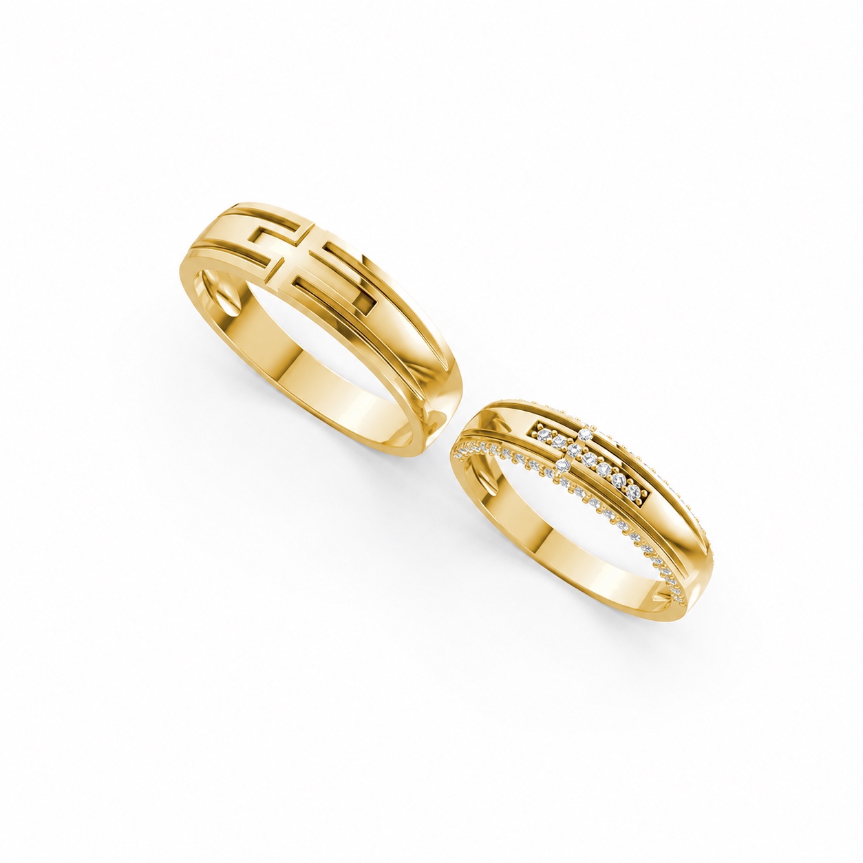 Nhẫn cưới A174 màu Vàng Gold thiết kế phá cách, sang trọng