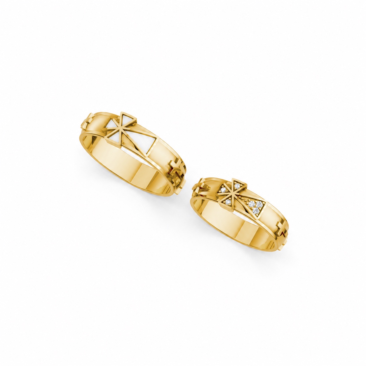 Nhẫn cưới A175 màu Vàng Gold thiết kế phá cách, sang trọng