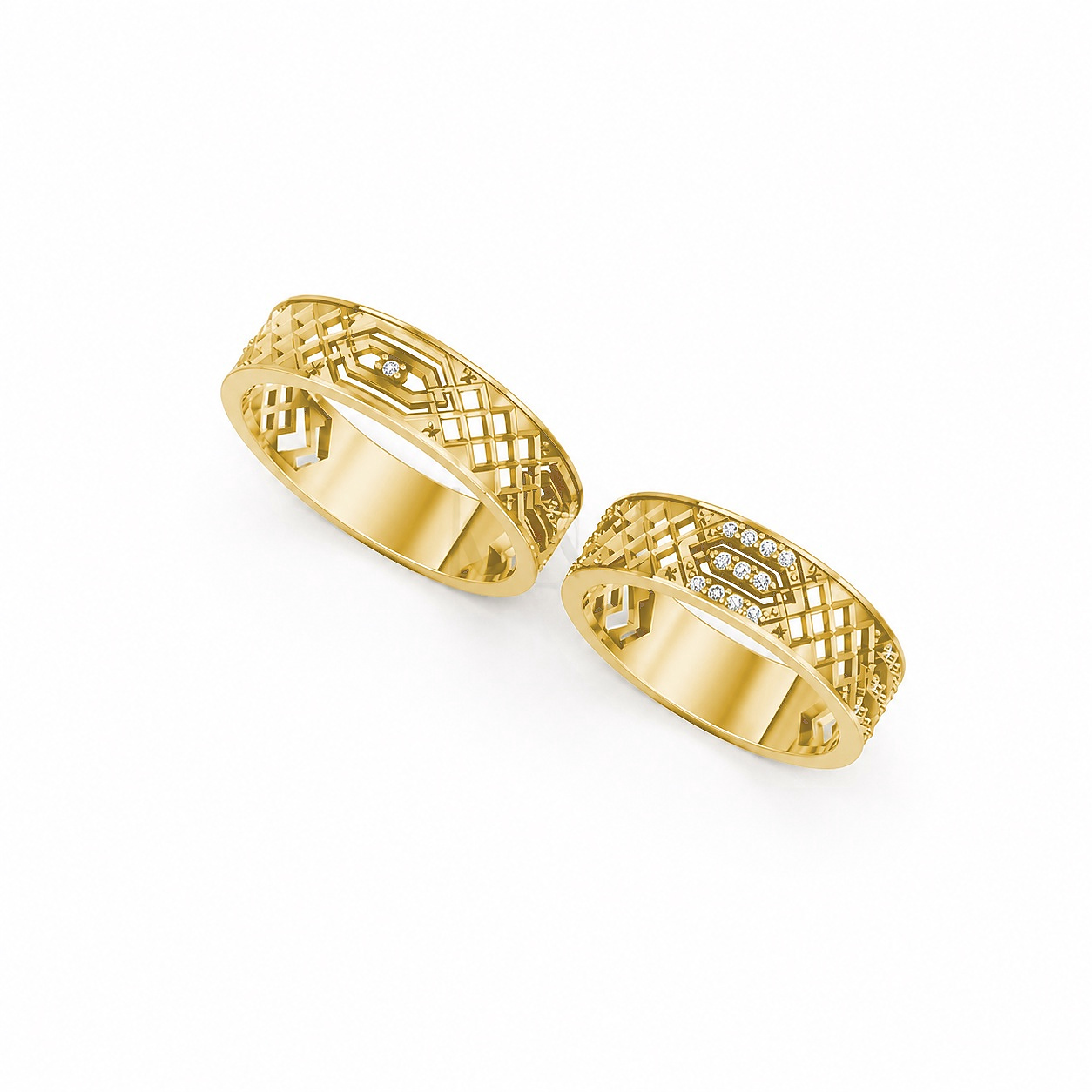 NHẪN CƯỚI A181 màu Vàng Gold thiết kế phá cách, sang trọng