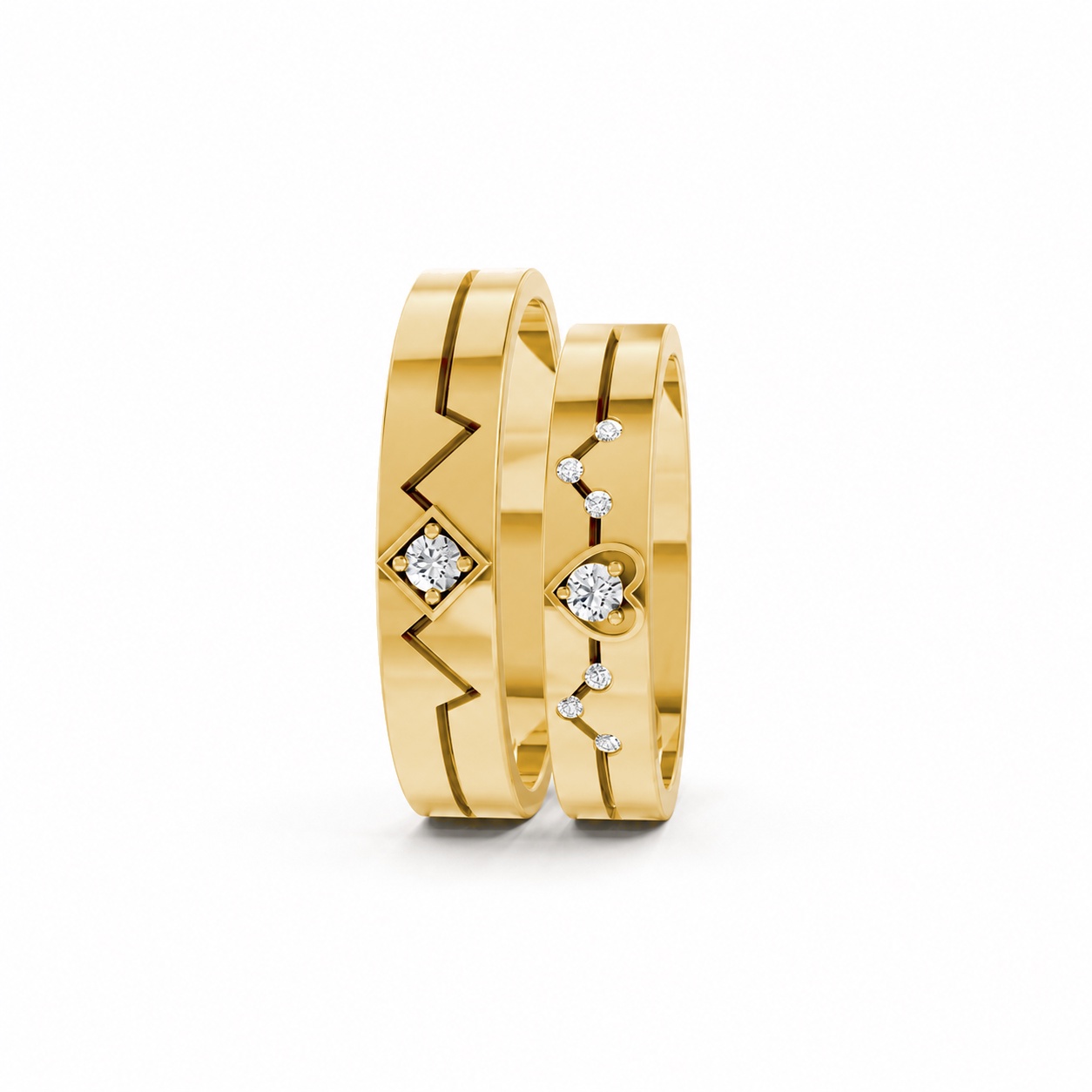 Nhẫn cưới A182 màu Vàng Gold vàng 10K/14K/18K/607 cao cấp, thanh lịch