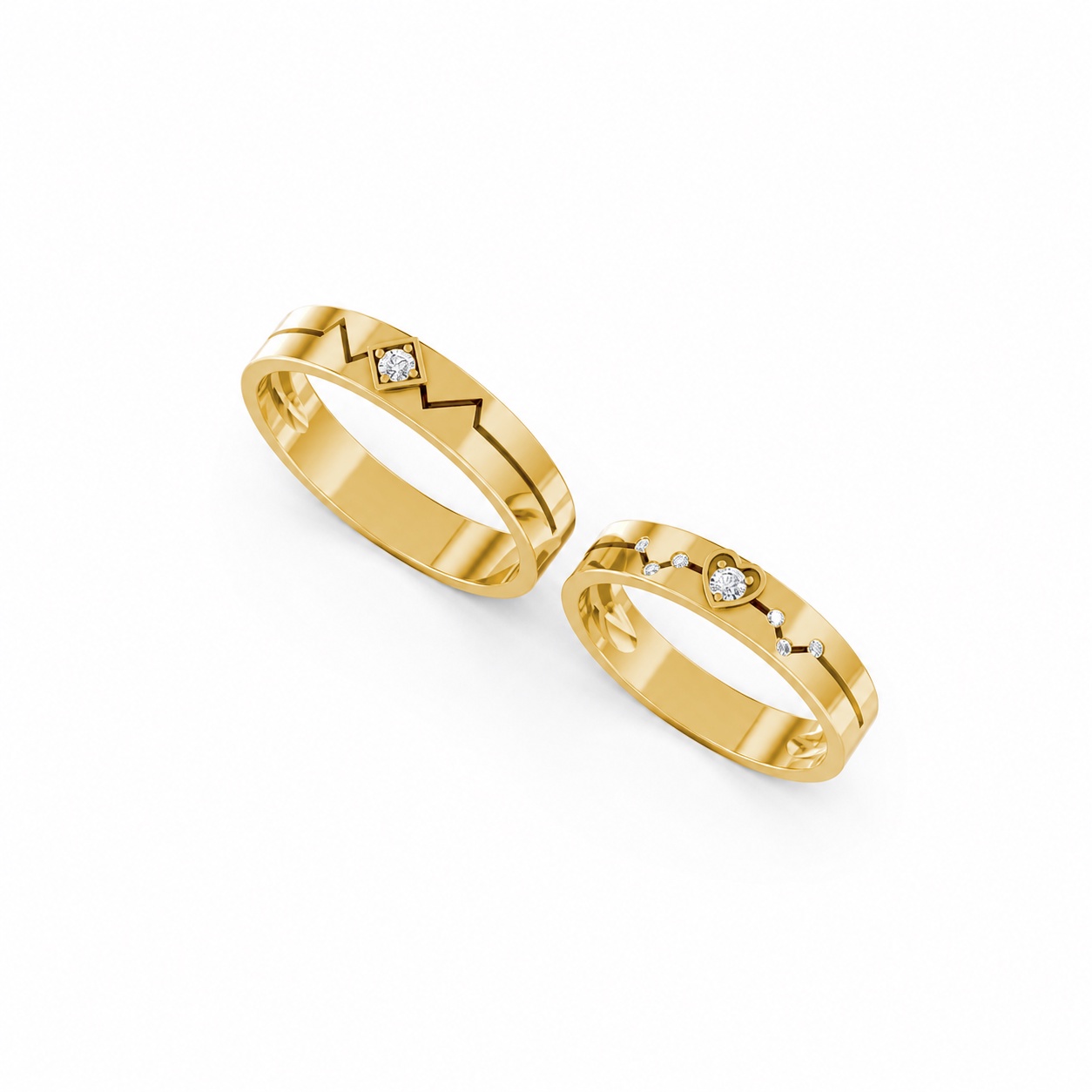 Nhẫn cưới A182 màu Vàng Gold thiết kế phá cách, sang trọng
