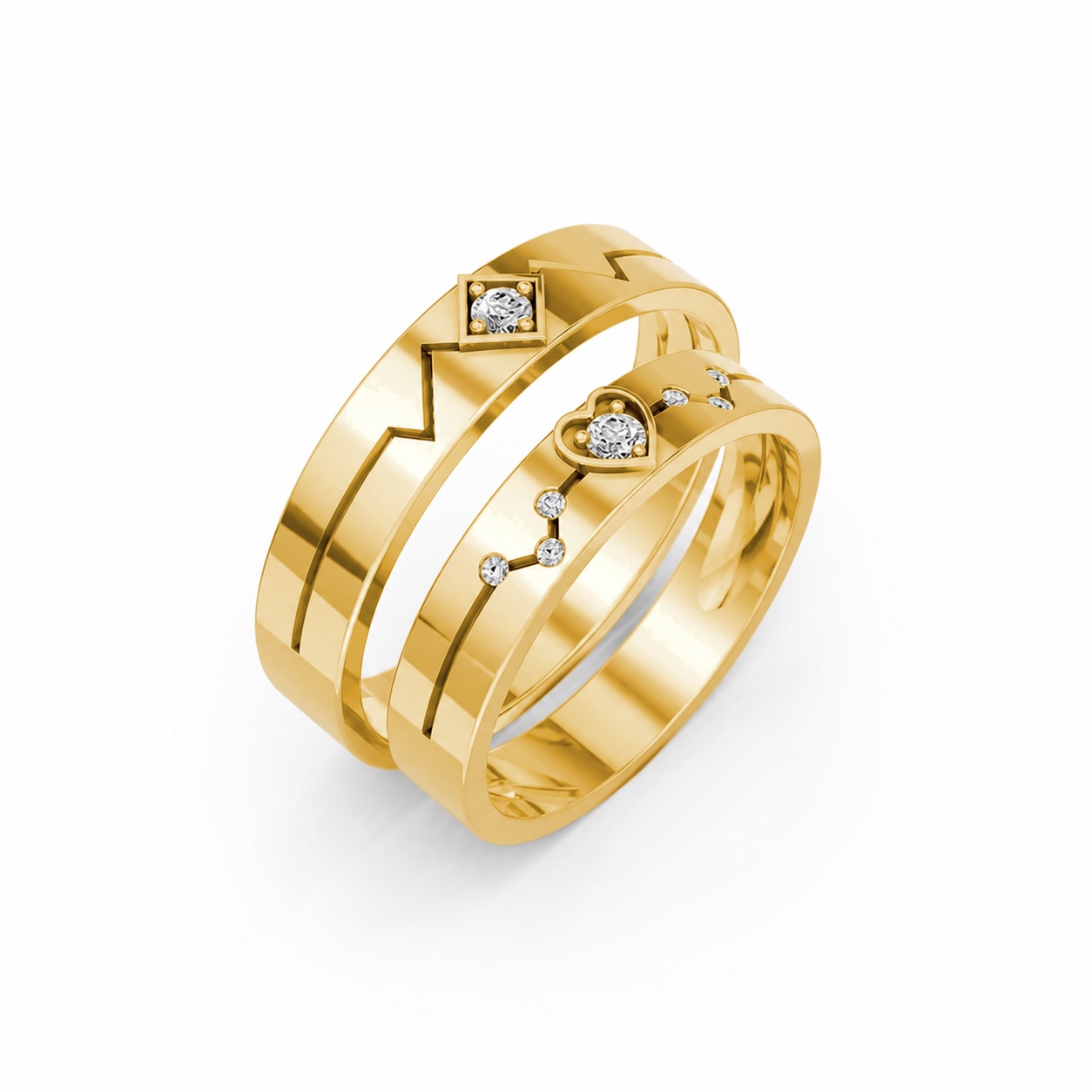 Nhẫn cưới A182 màu Vàng Gold thiết kế tinh tế, sang trọng