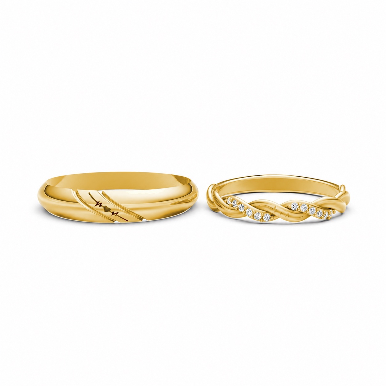 Nhẫn cưới A185 màu Vàng Gold vàng 10K/14K/18K/607 cao cấp, thanh lịch