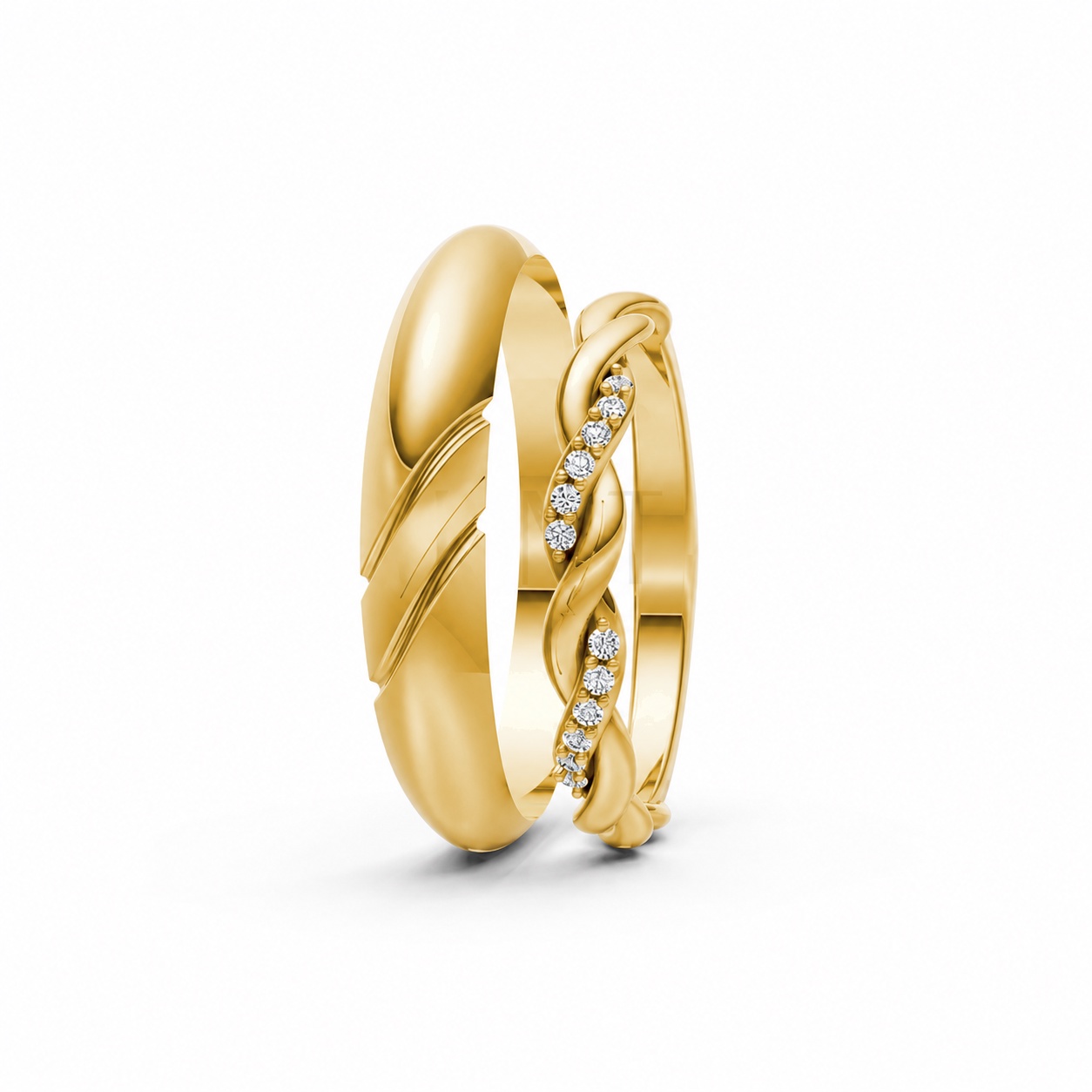 Nhẫn cưới A185 màu Vàng Gold thiết kế phá cách, sang trọng