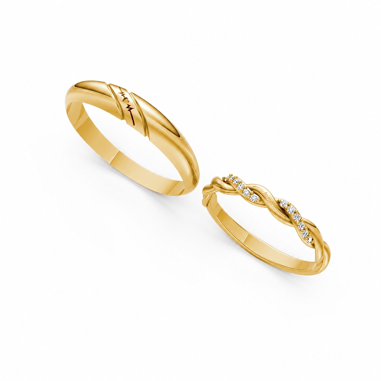 Nhẫn cưới A185 màu Vàng Gold thiết kế tinh xảo, độc đáo