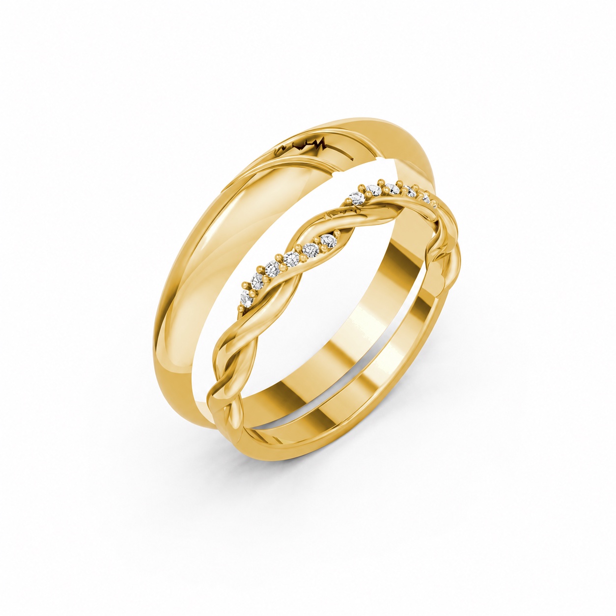 Nhẫn cưới A185 màu Vàng Gold thiết kế tinh tế, sang trọng