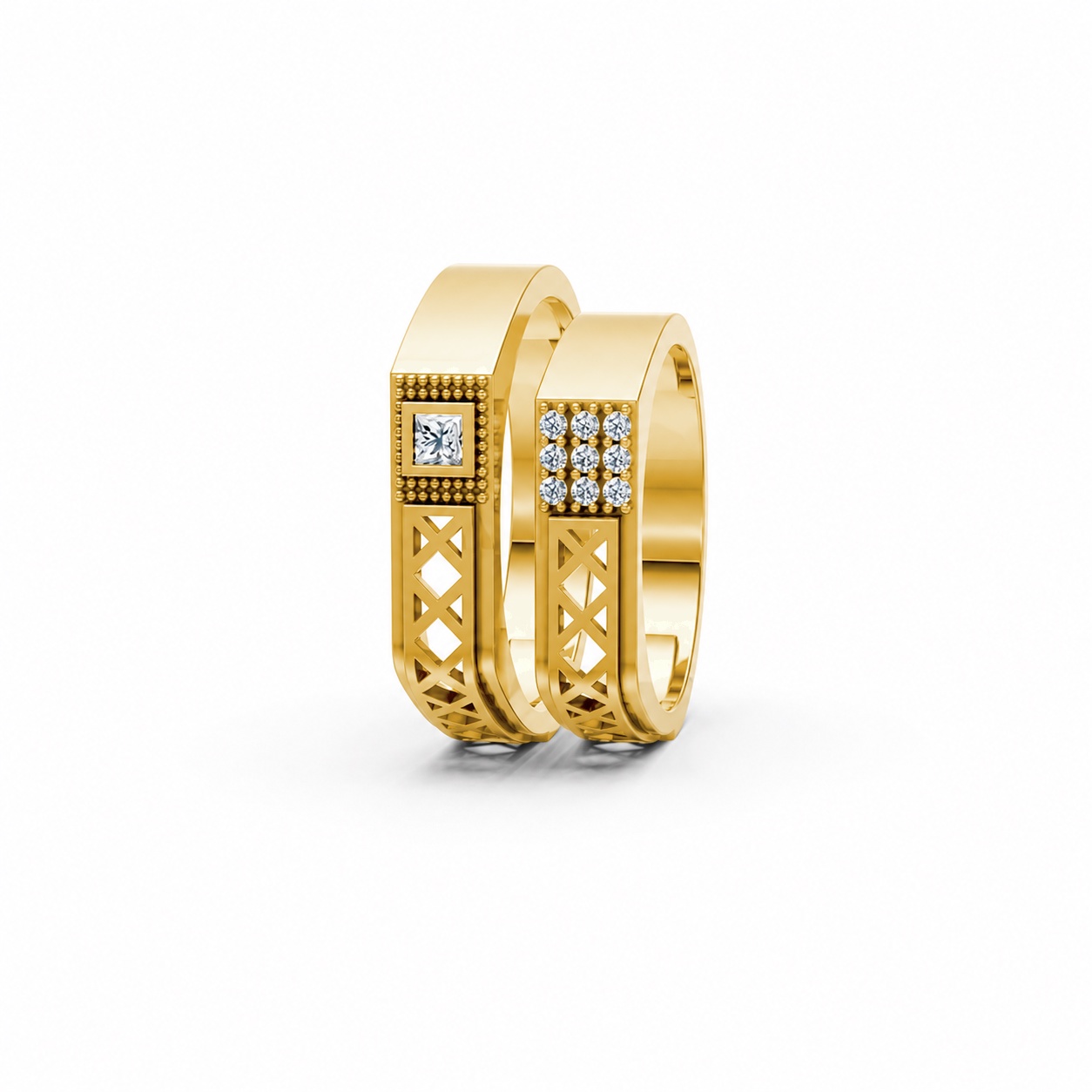 NHẪN CƯỚI A189 màu Vàng Gold thiết kế phá cách, sang trọng