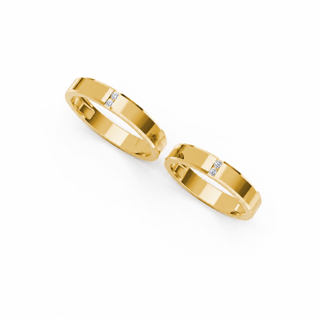 Nhẫn cưới A194 màu Vàng Gold thiết kế phá cách, sang trọng