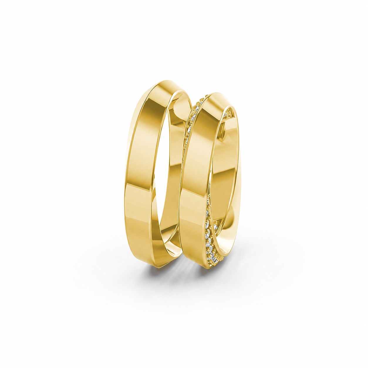 Nhẫn cưới A196 màu Vàng Gold thiết kế phá cách, sang trọng
