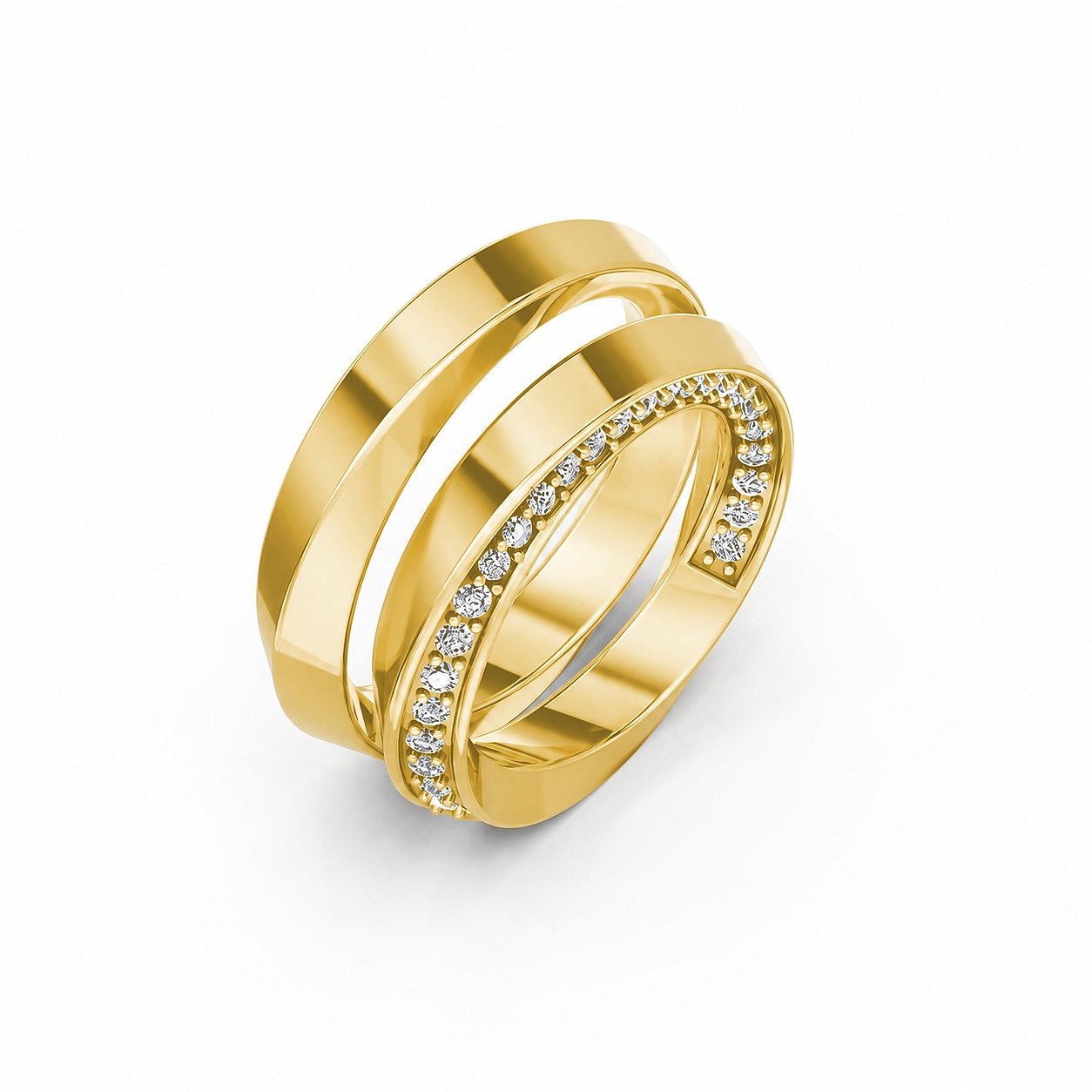 Nhẫn cưới A196 màu Vàng Gold thiết kế tinh tế, sang trọng