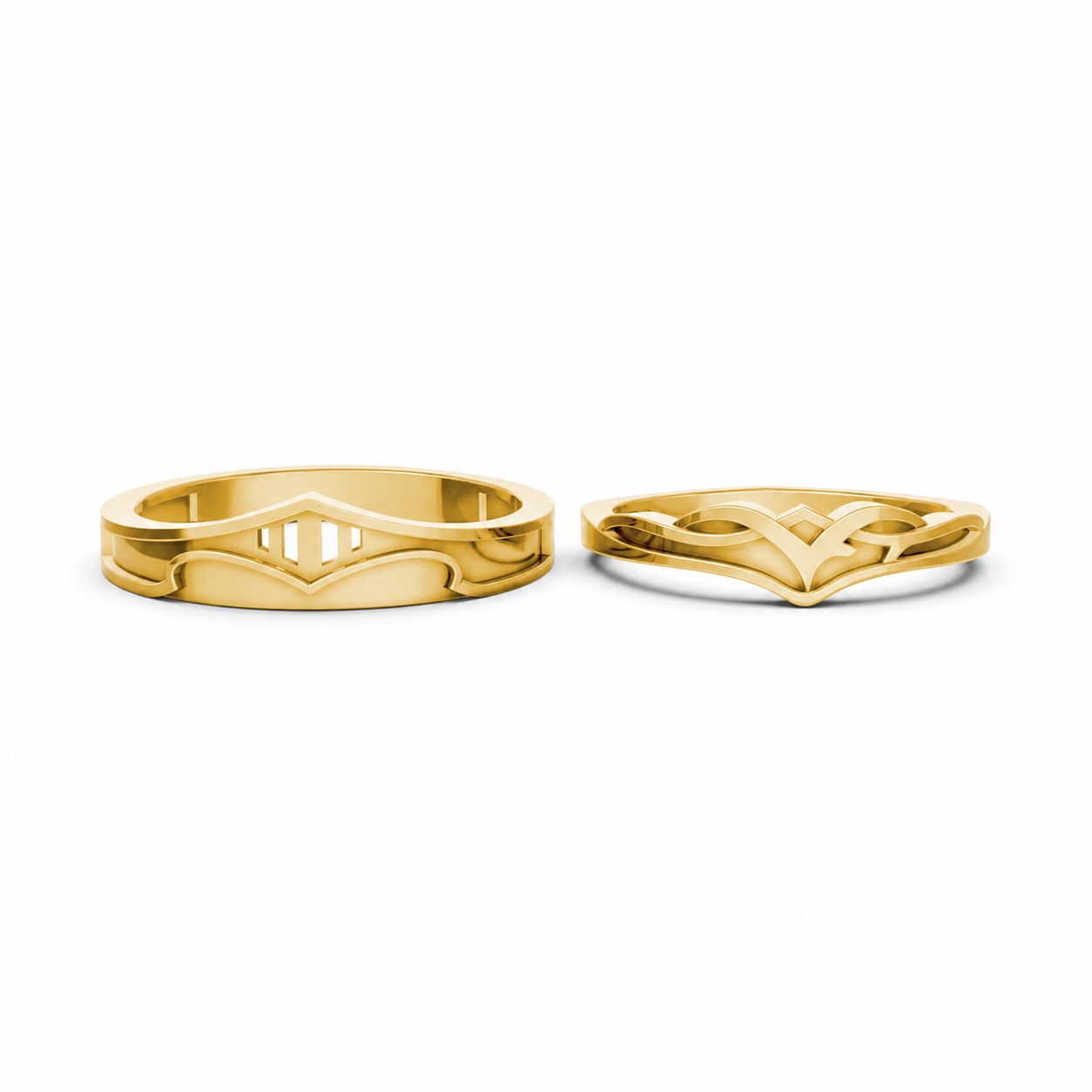 Nhẫn cưới A198 màu Vàng Gold thiết kế phá cách, sang trọng