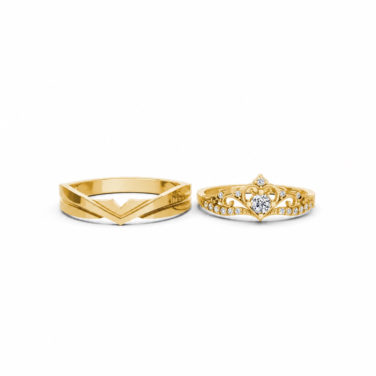 Nhẫn cưới A199 màu Vàng Gold vàng 10K/14K/18K/607 cao cấp, thanh lịch