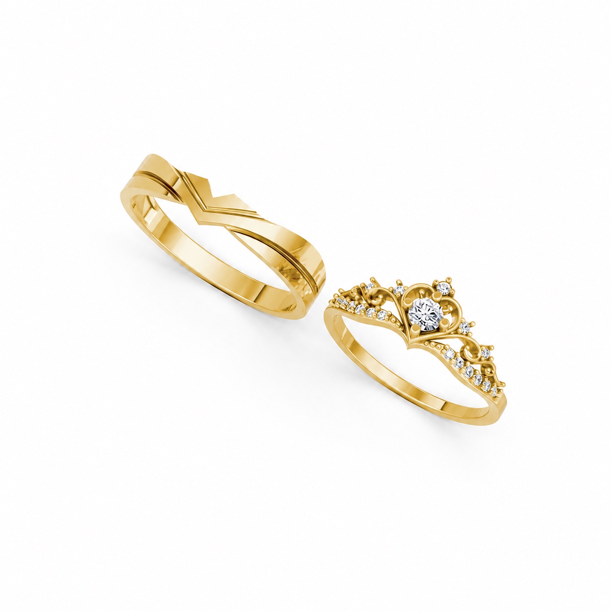 Nhẫn cưới A199 màu Vàng Gold thiết kế tinh xảo, độc đáo