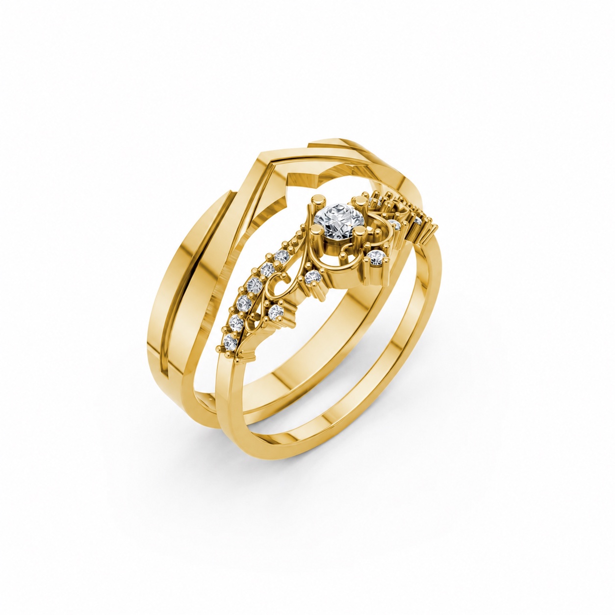 Nhẫn cưới A199 màu Vàng Gold thiết kế tinh tế, sang trọng