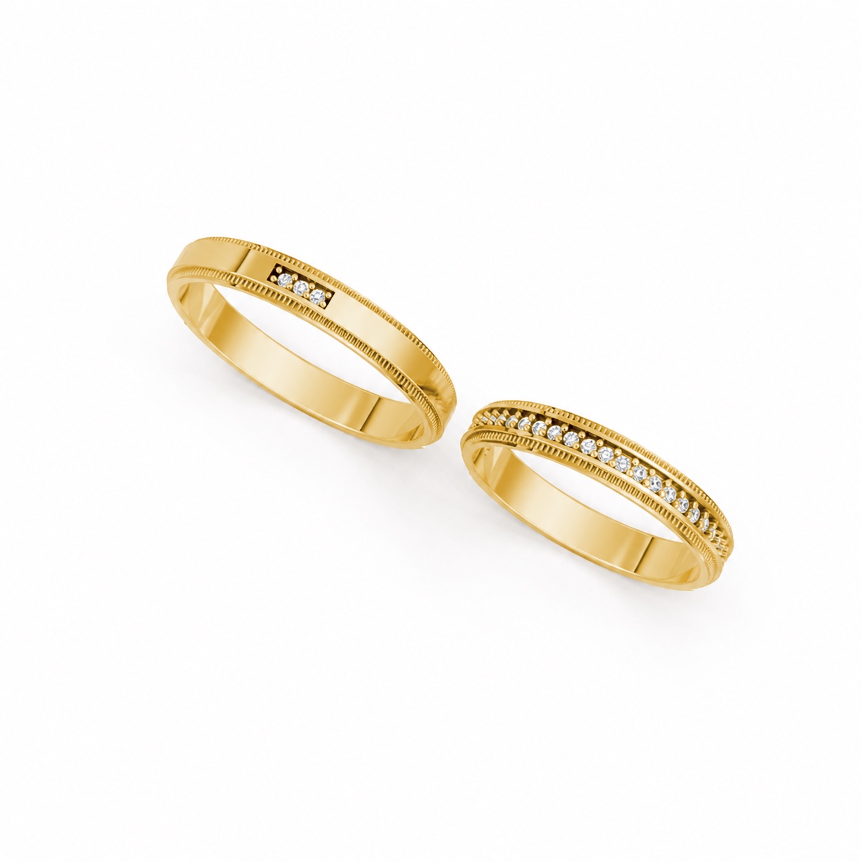 Nhẫn cưới A201 màu Vàng Gold thiết kế tinh xảo, độc đáo