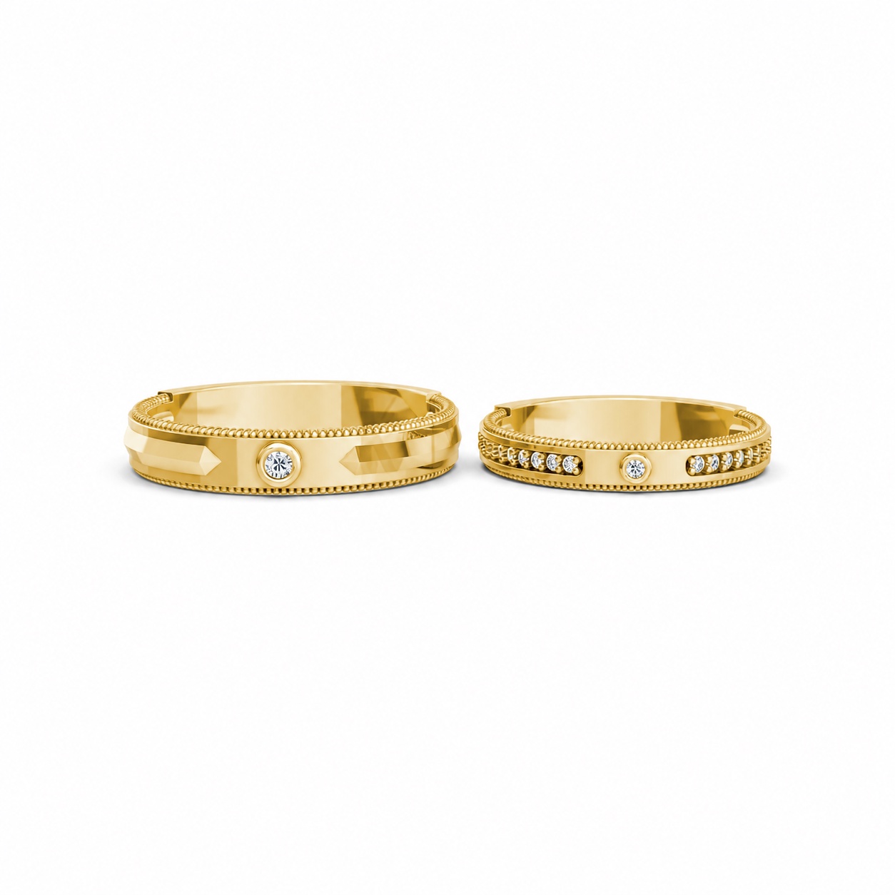 Nhẫn cưới A202 màu Vàng Gold thiết kế phá cách, sang trọng