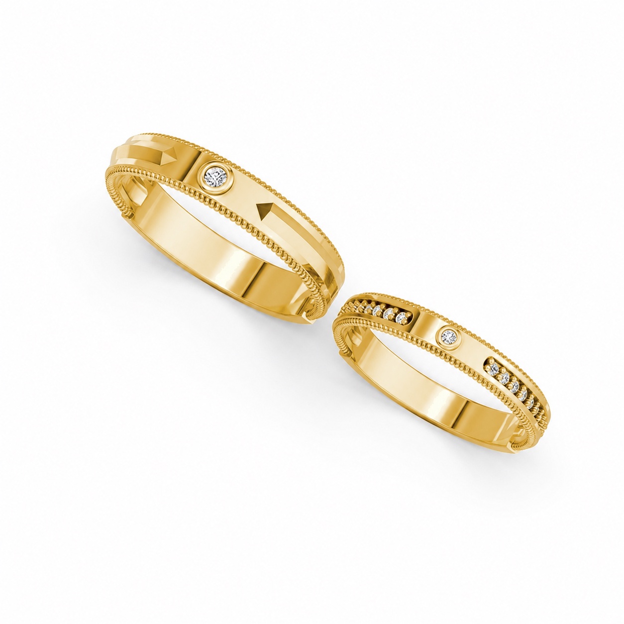 Nhẫn cưới A202 màu Vàng Gold thiết kế tinh xảo, độc đáo