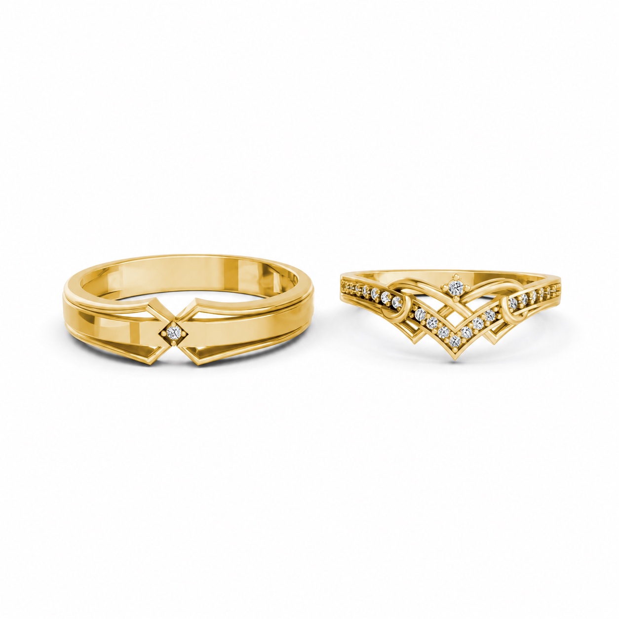 Nhẫn cưới A204 màu Vàng Gold vàng 10K/14K/18K/607 cao cấp, thanh lịch