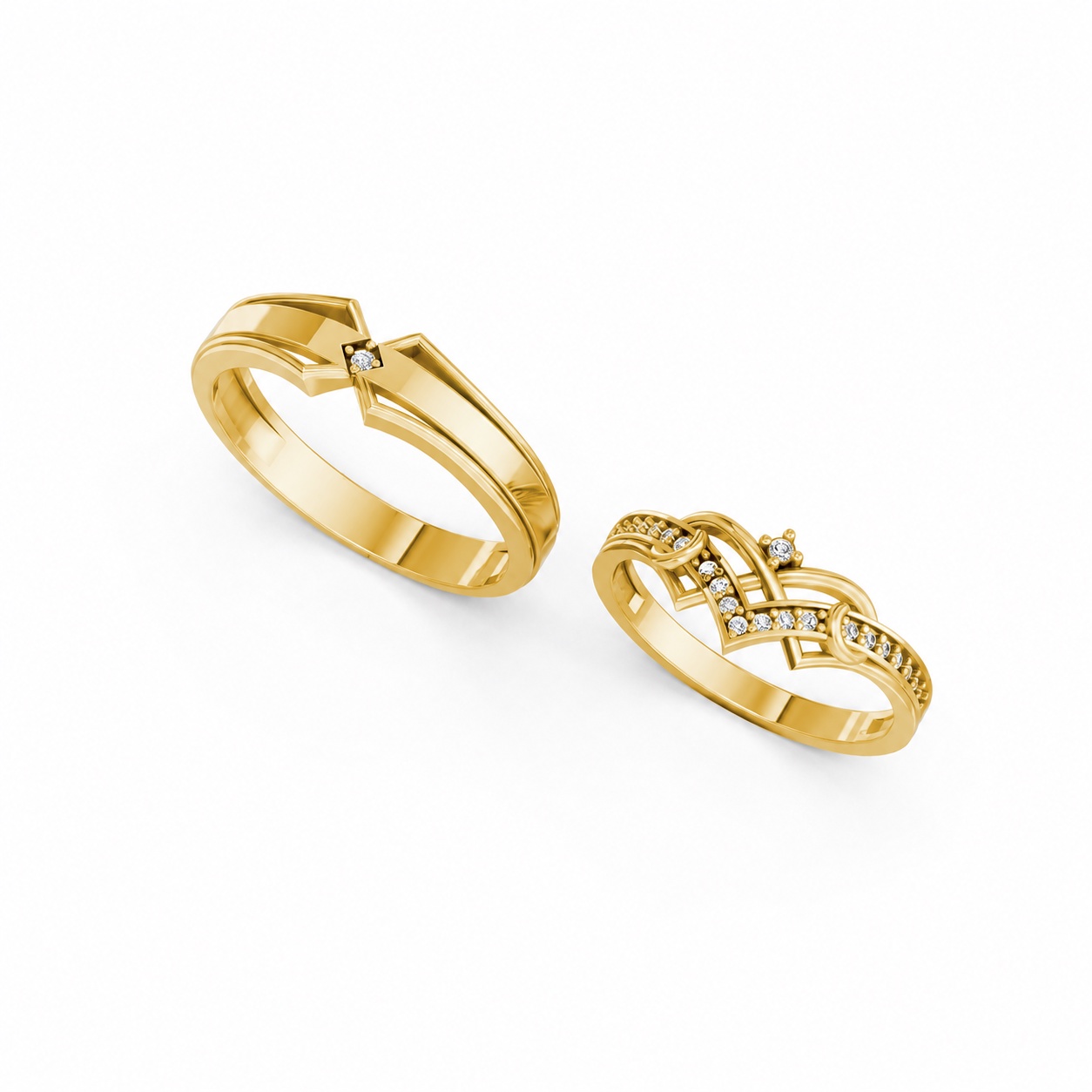 Nhẫn cưới A204 màu Vàng Gold thiết kế tinh xảo, độc đáo