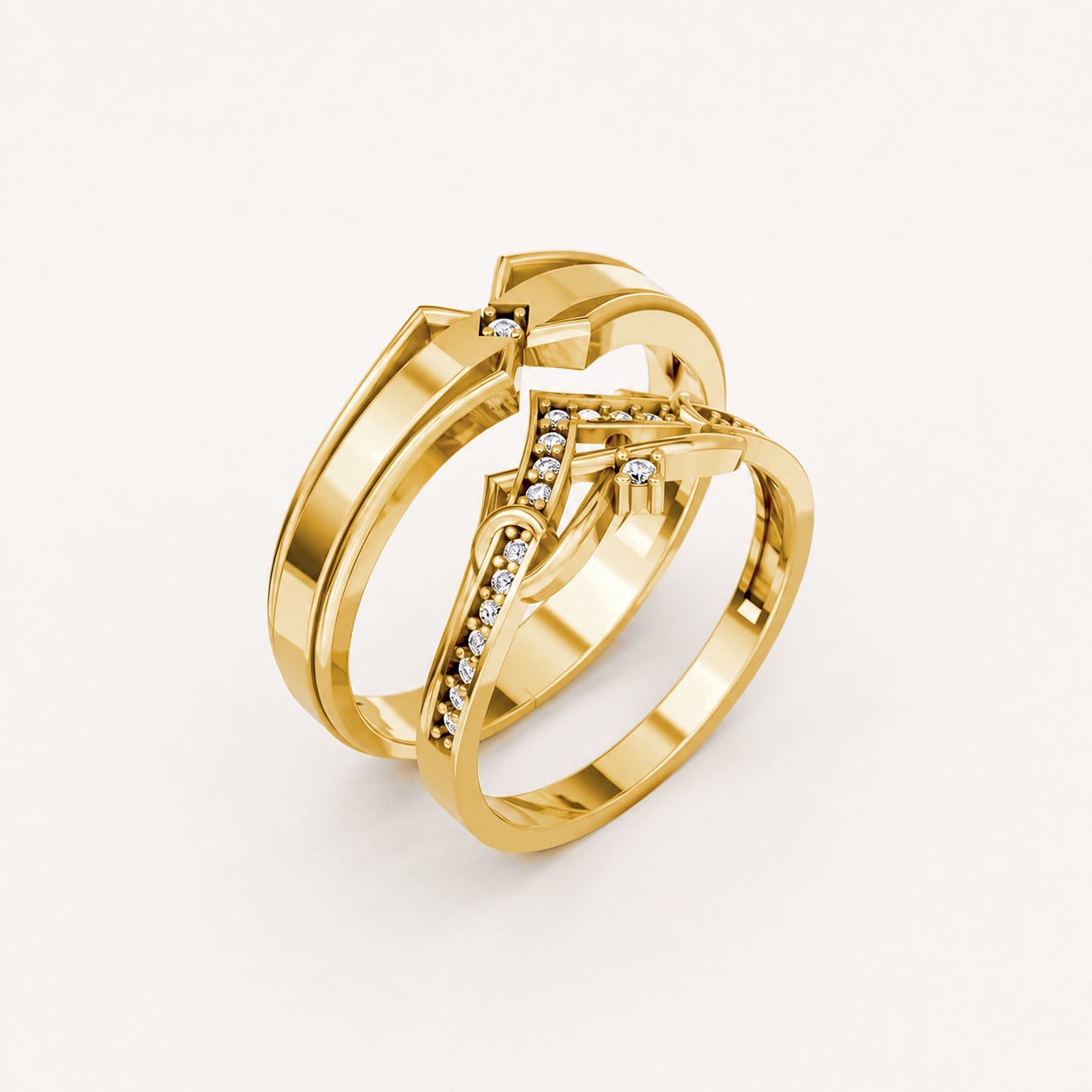 Nhẫn cưới A204 màu Vàng Gold thiết kế tinh tế, sang trọng