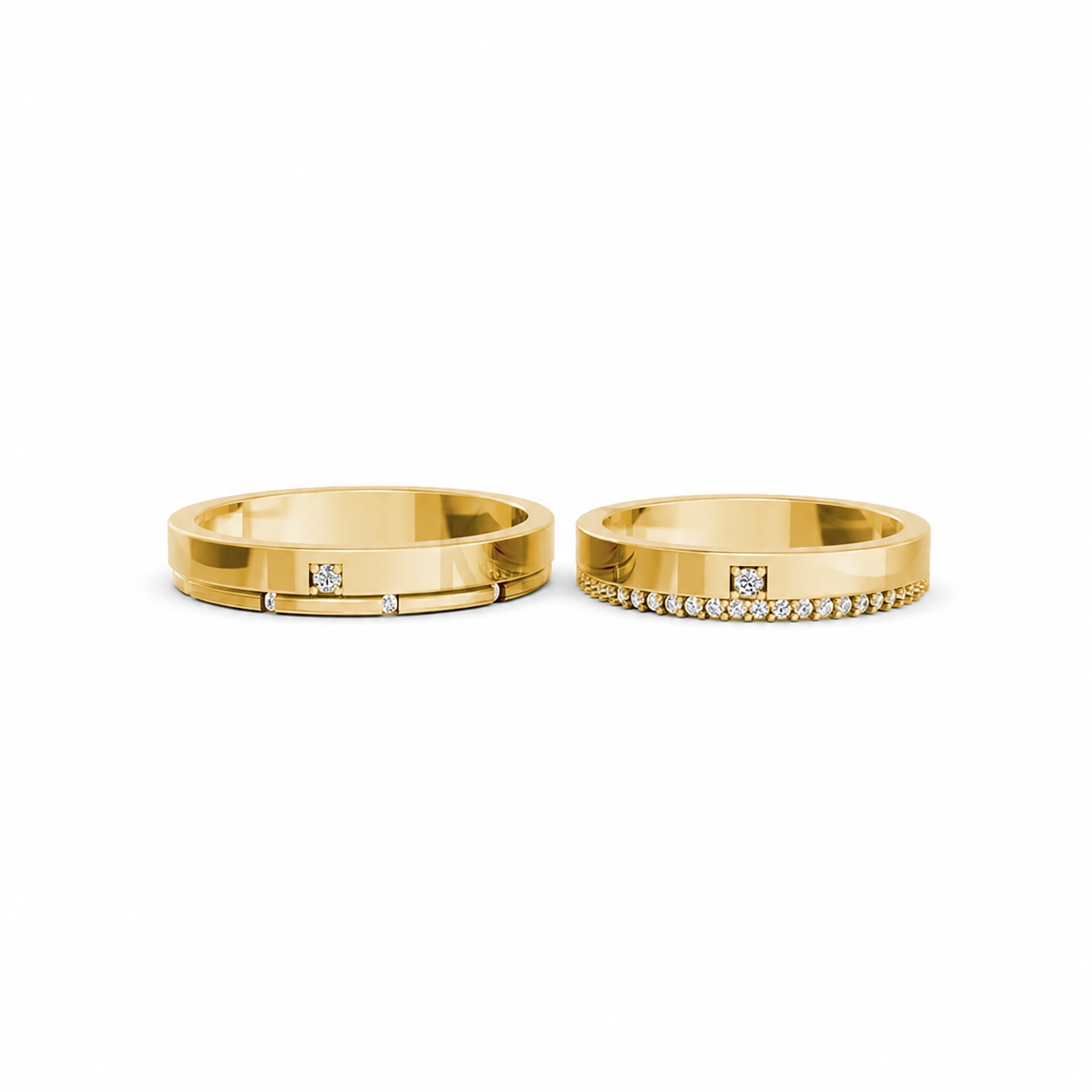 Nhẫn cưới A205 màu Vàng Gold vàng 10K/14K/18K/607 cao cấp, thanh lịch