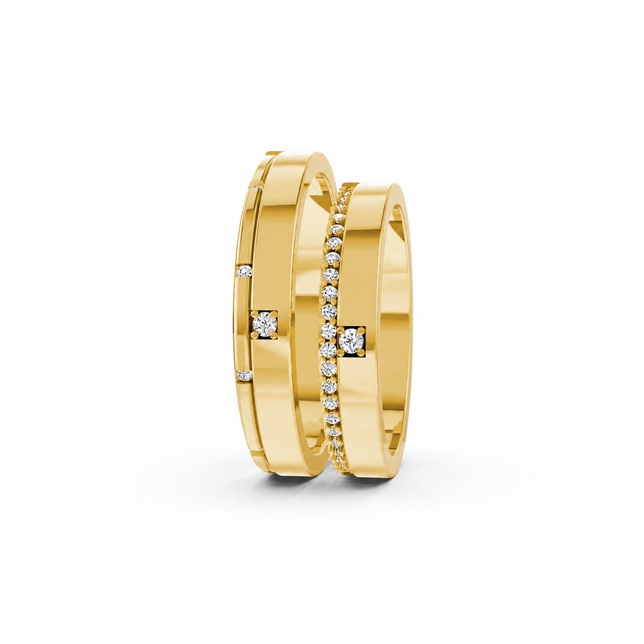 Nhẫn cưới A205 màu Vàng Gold thiết kế phá cách, sang trọng
