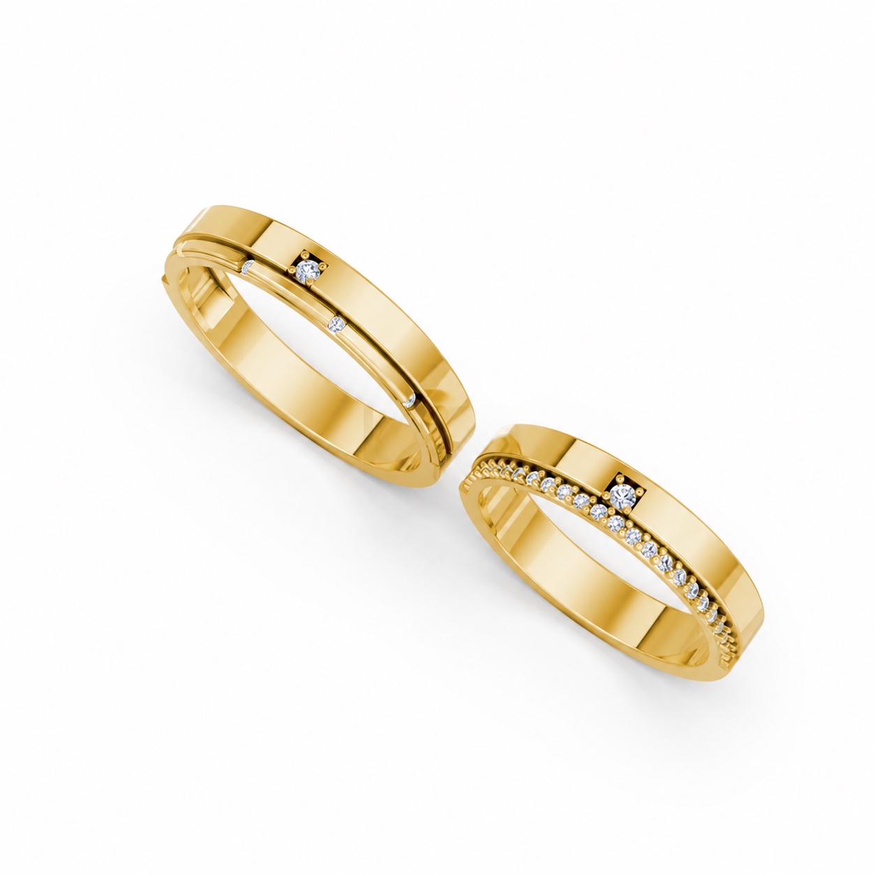 Nhẫn cưới A205 màu Vàng Gold thiết kế tinh xảo, độc đáo