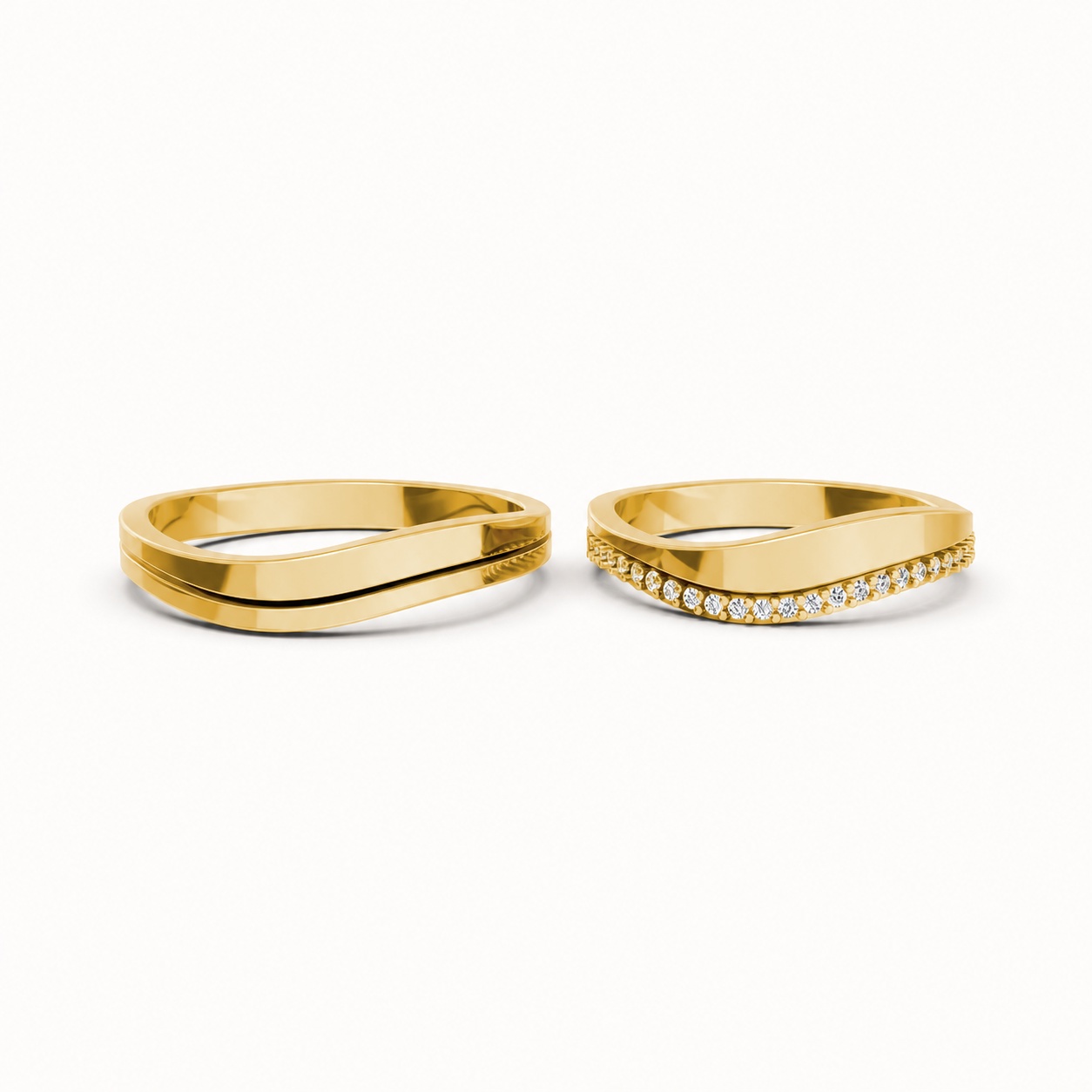 Nhẫn cưới A207 màu Vàng Gold thiết kế tinh xảo, độc đáo