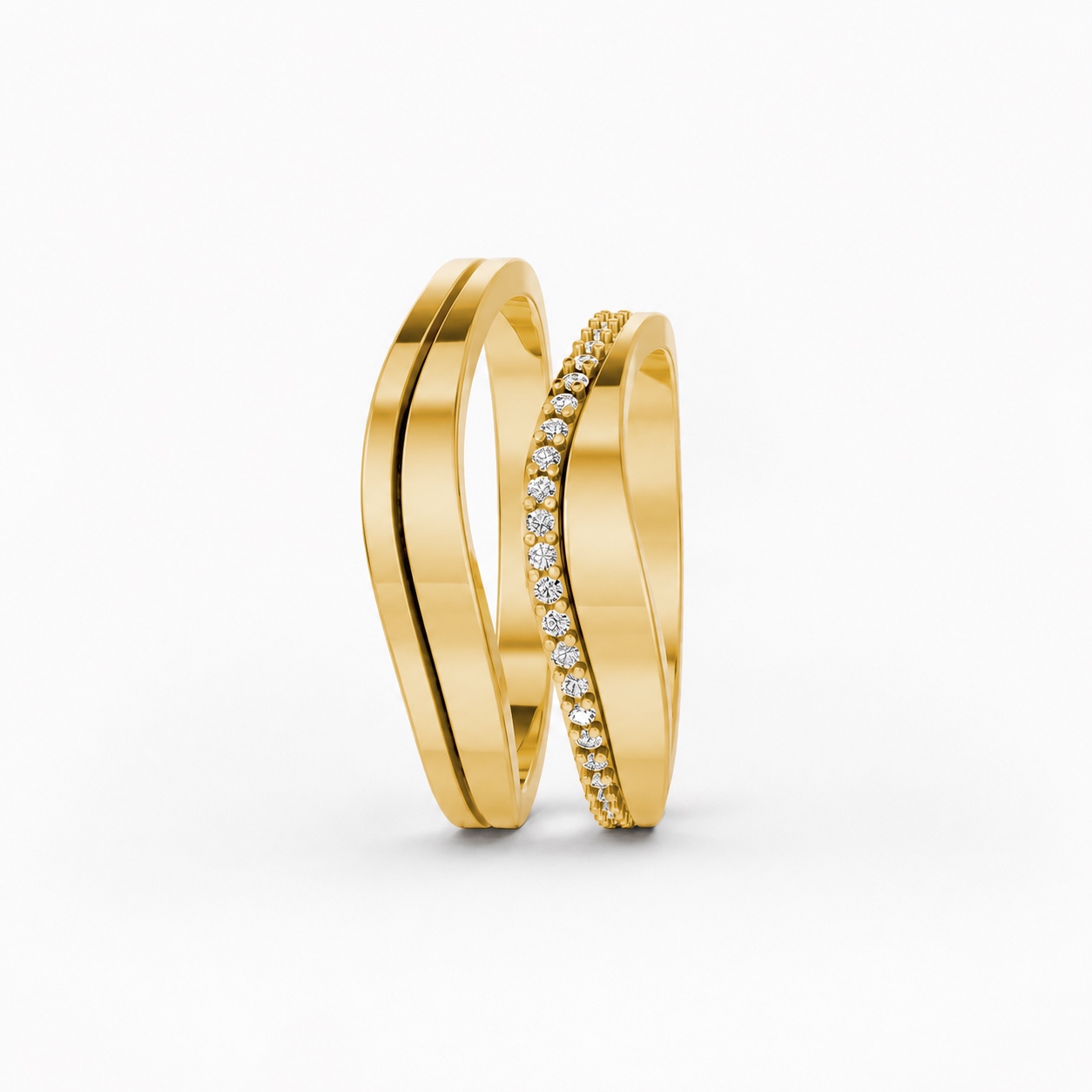 Nhẫn cưới A207 màu Vàng Gold thiết kế phá cách, sang trọng
