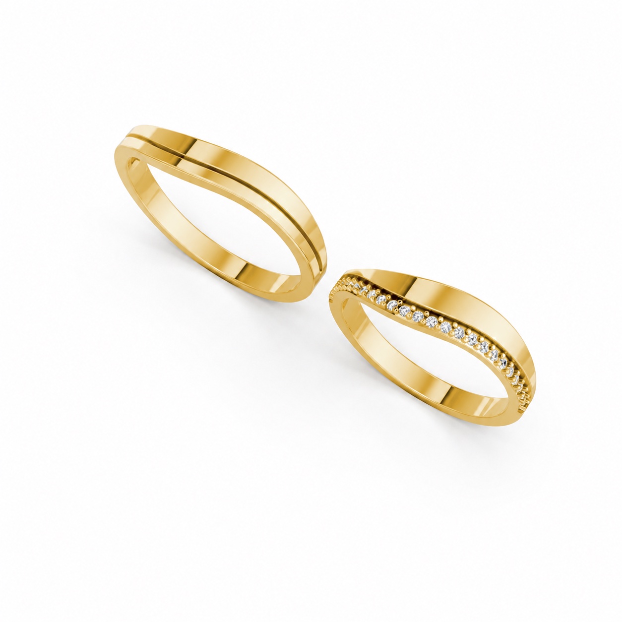Nhẫn cưới A207 màu Vàng Gold vàng 10K/14K/18K/607 cao cấp, thanh lịch