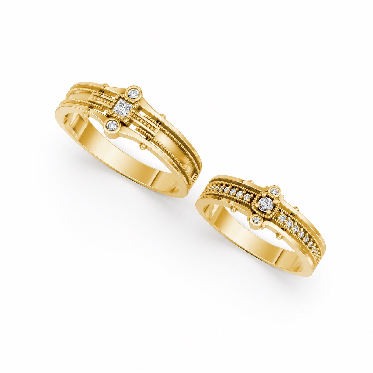 Nhẫn cưới A208 màu Vàng Gold thiết kế tinh xảo, độc đáo